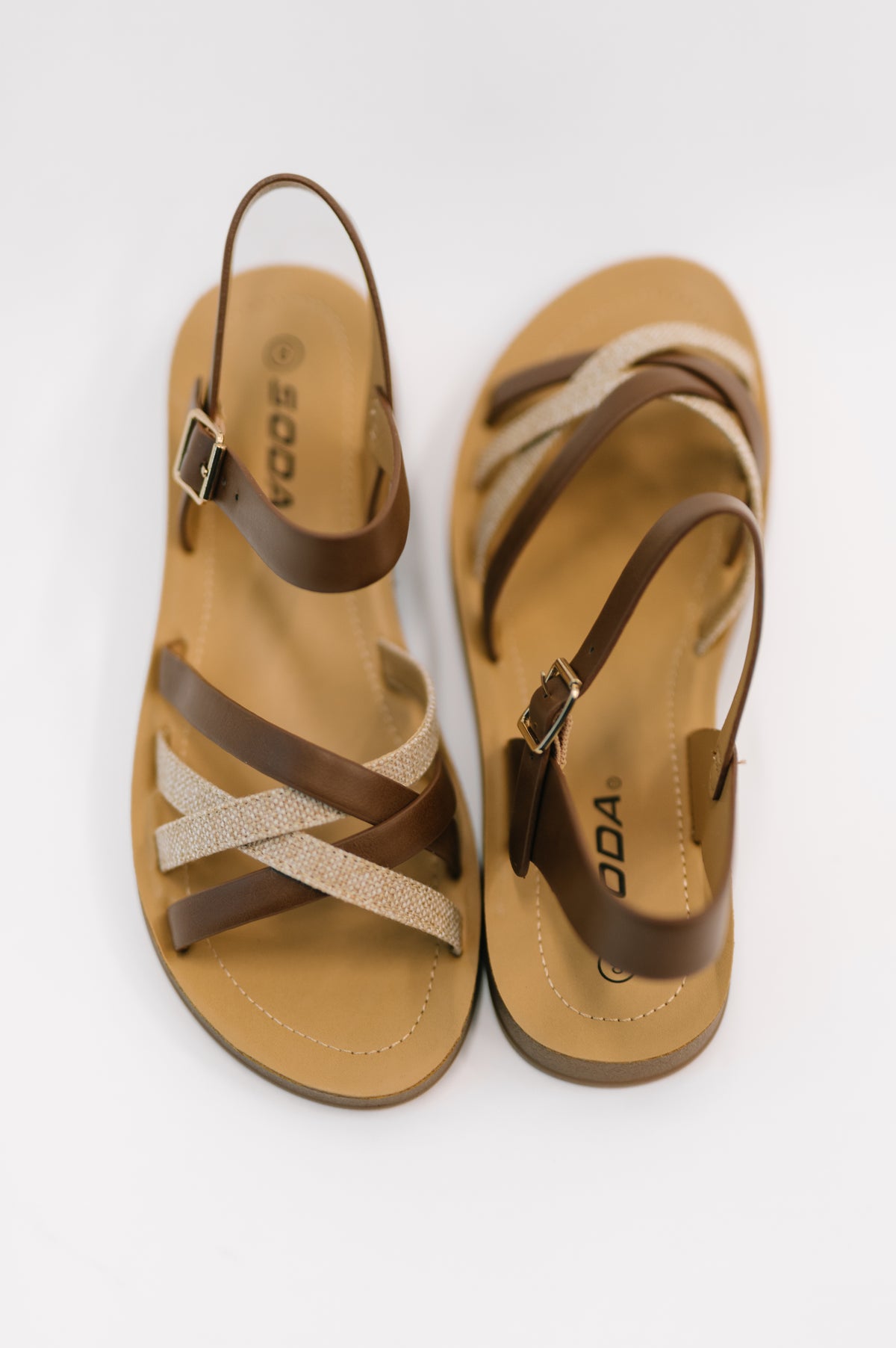 Lev Round Toe Ankle Strap Sandals in Tan - 4/10/2026 NEW
