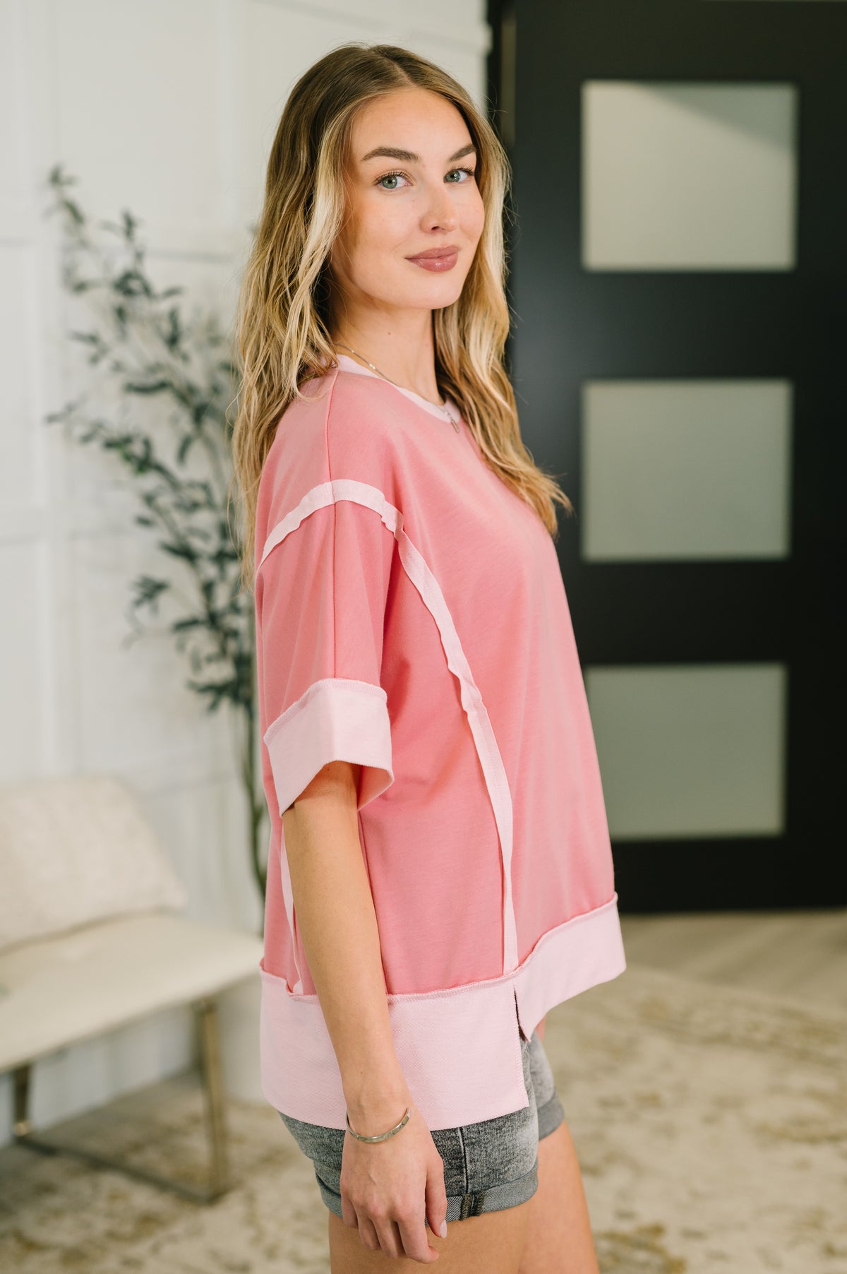 Like Two Old Friends Exposed Seam Top in Pink - 5/19/2026 NEW