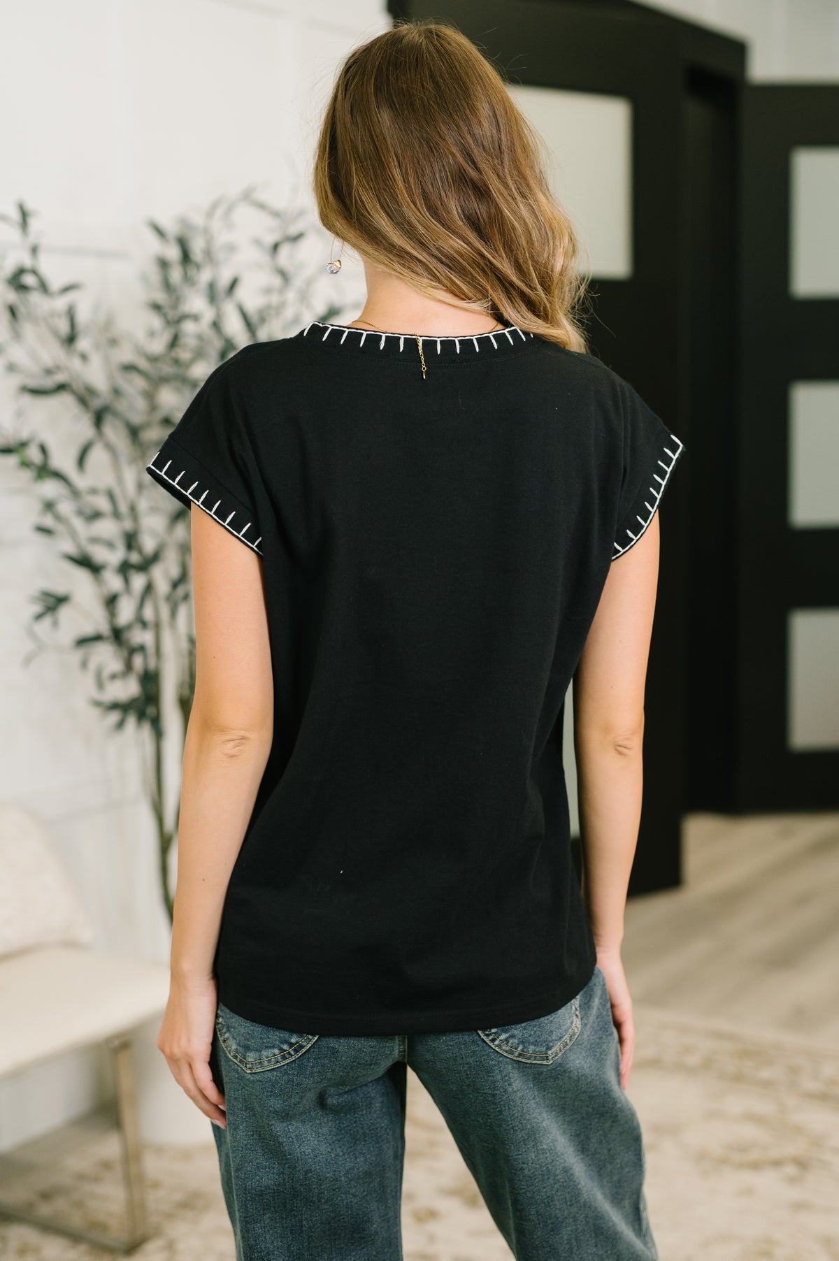 Little Details Trim Detail Top in Black - 7/28/2026