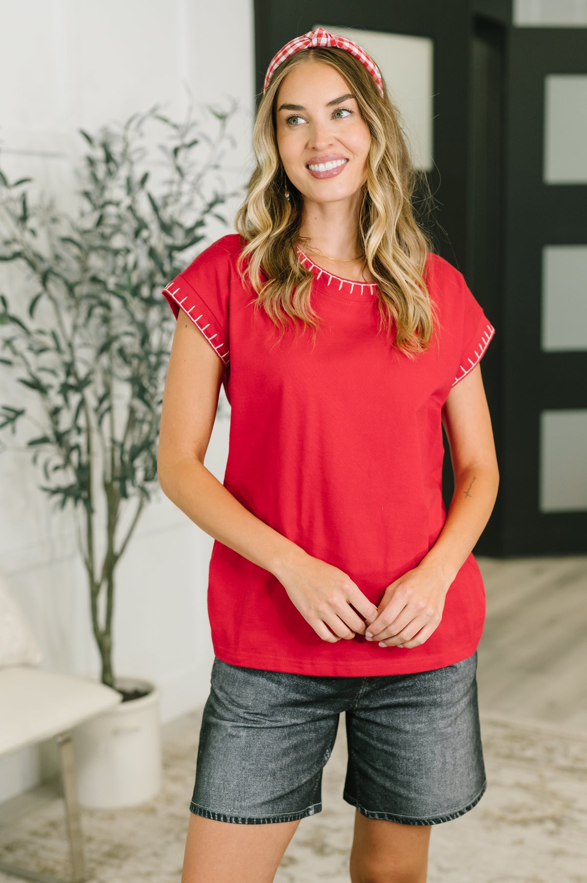 Little Details Trim Detail Top in Ruby - 7/28/2026
