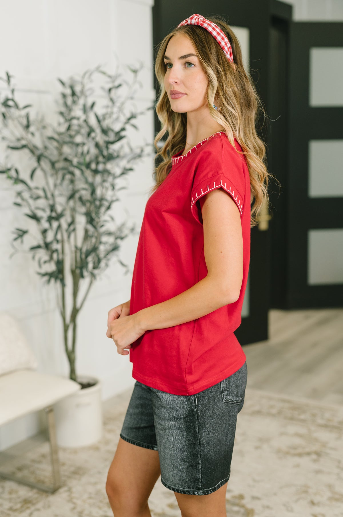 Little Details Trim Detail Top in Ruby - 7/28/2026