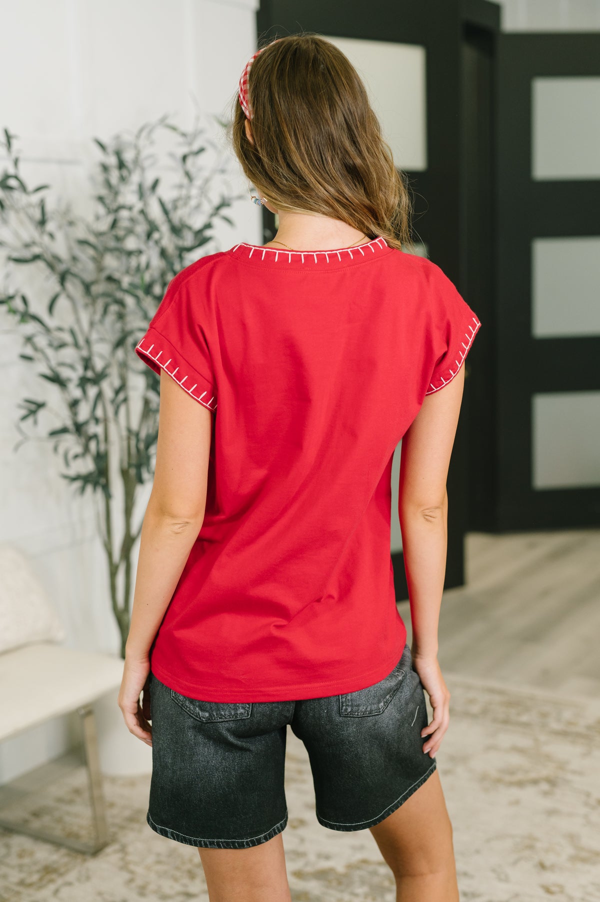 Little Details Trim Detail Top in Ruby - 7/28/2026