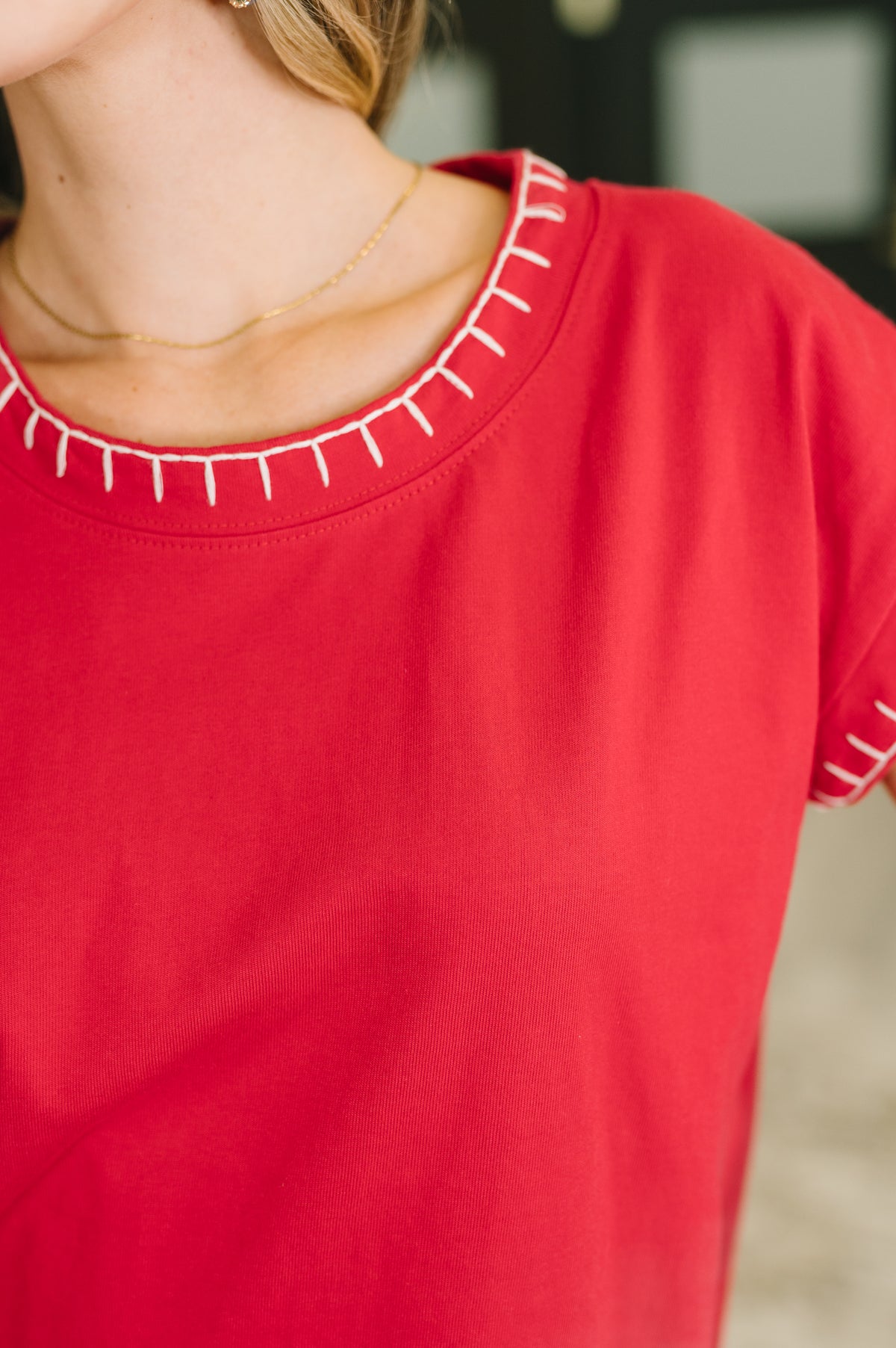Little Details Trim Detail Top in Ruby - 7/28/2026