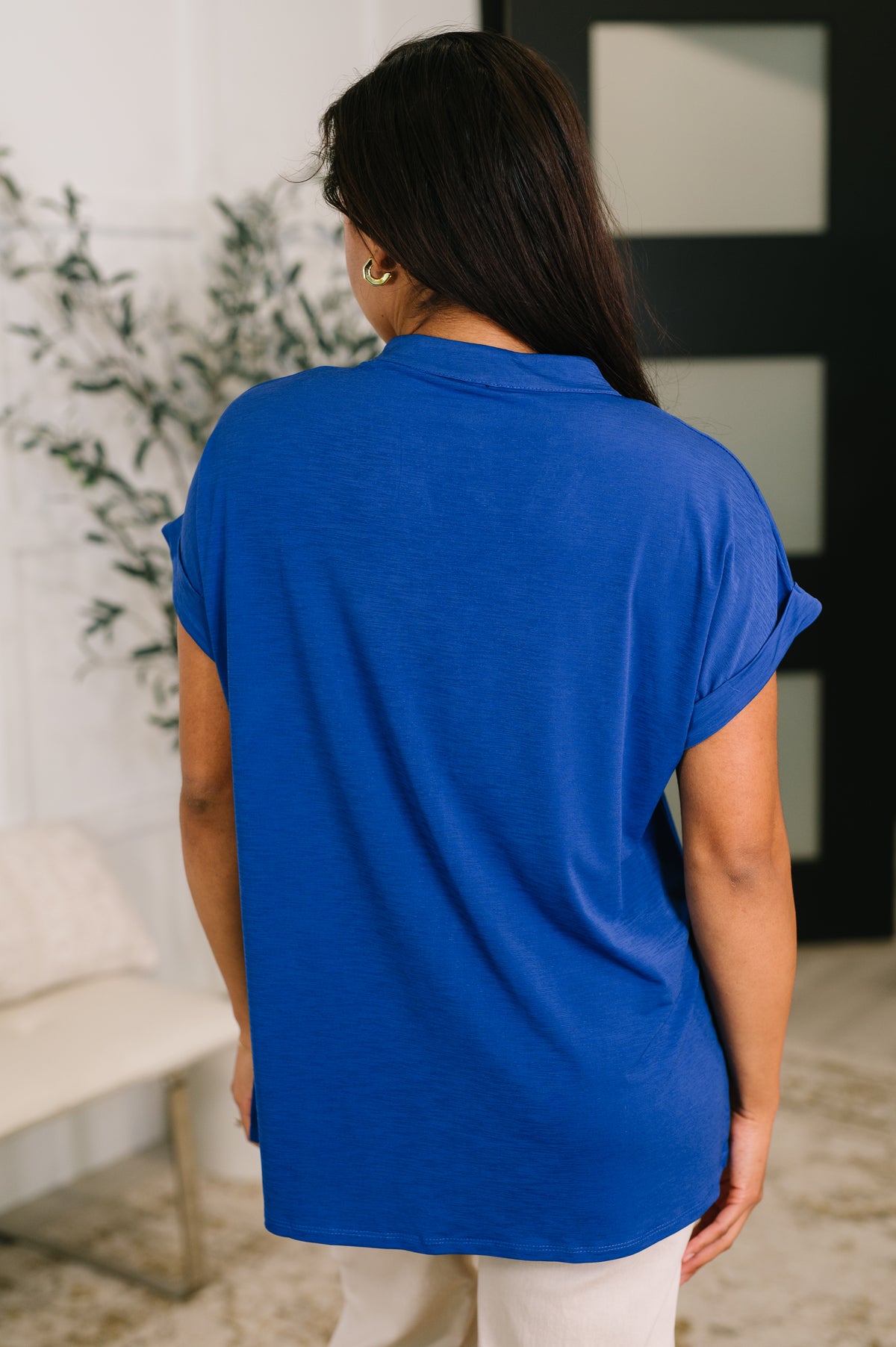 Lizzy Bloom Split Neck Blouse in Royal Blue - 5/26/2026