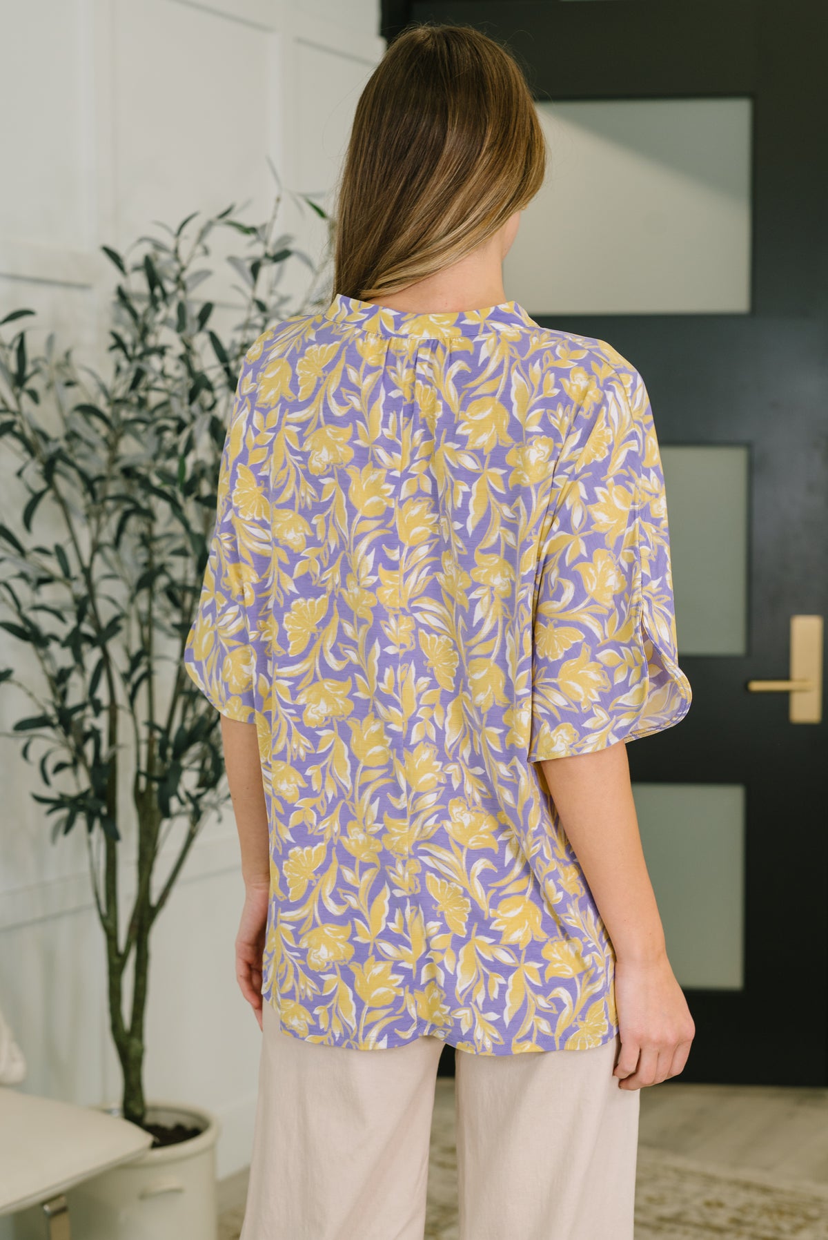 Lizzy Breeze Top in Purple and Yellow Floral - 4/24/2026 NEW