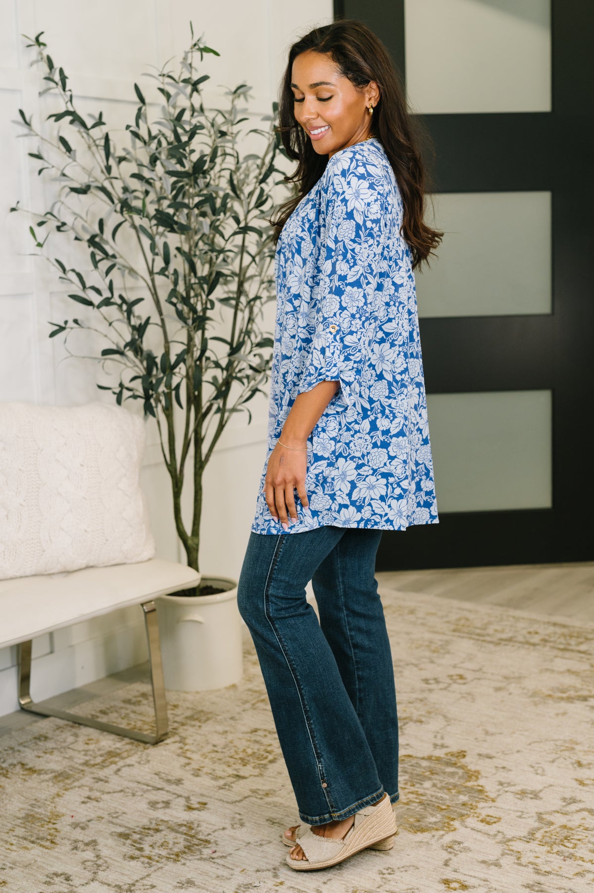 Lizzy Cardigan in Blue and White Floral - 2/3/2026