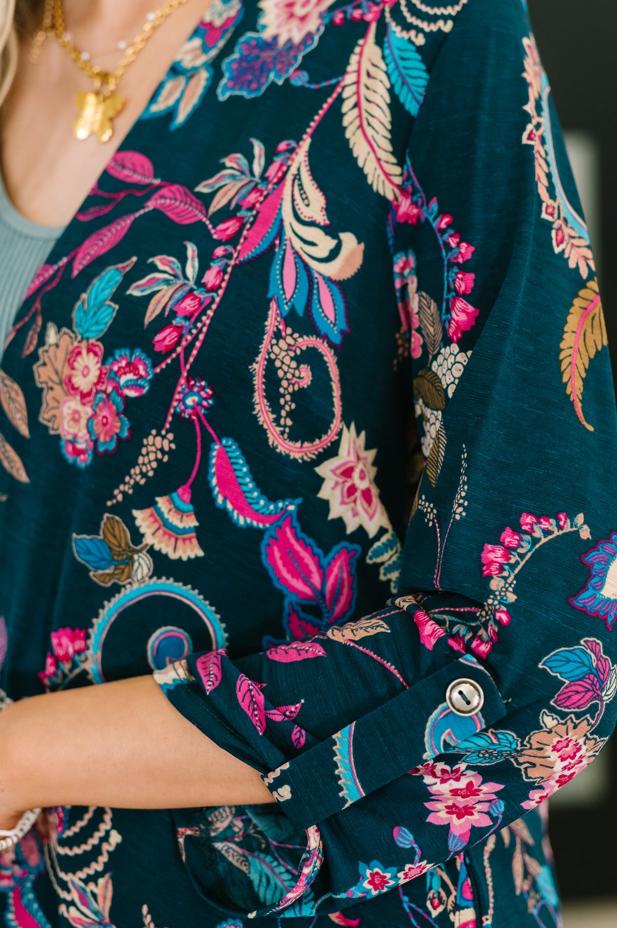 Lizzy Cardigan in Hunter Green Floral Paisley - 10/28/2025