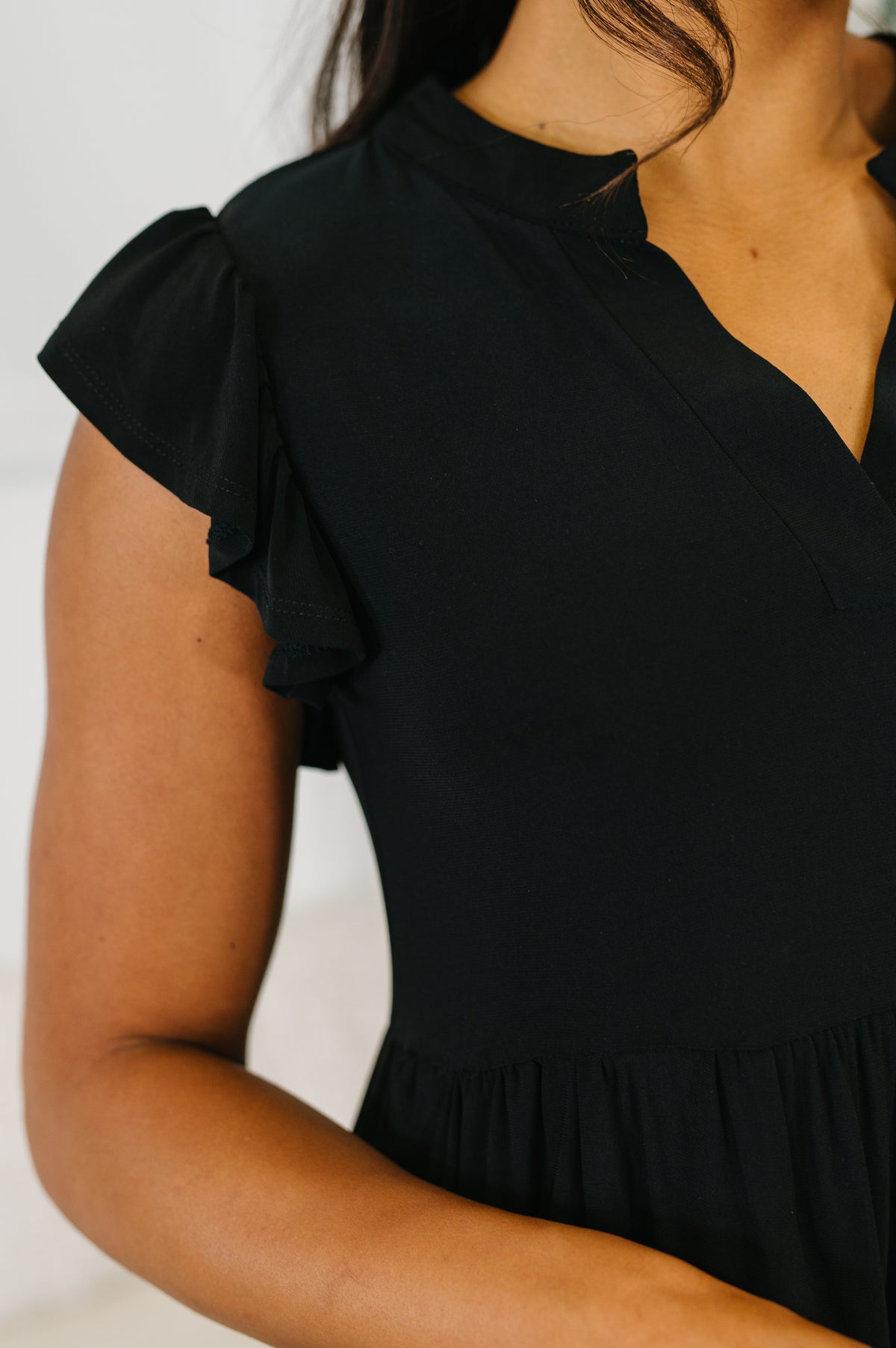 Lizzy Forever Flutter Sleeve Dress in Black - 4/14/2026