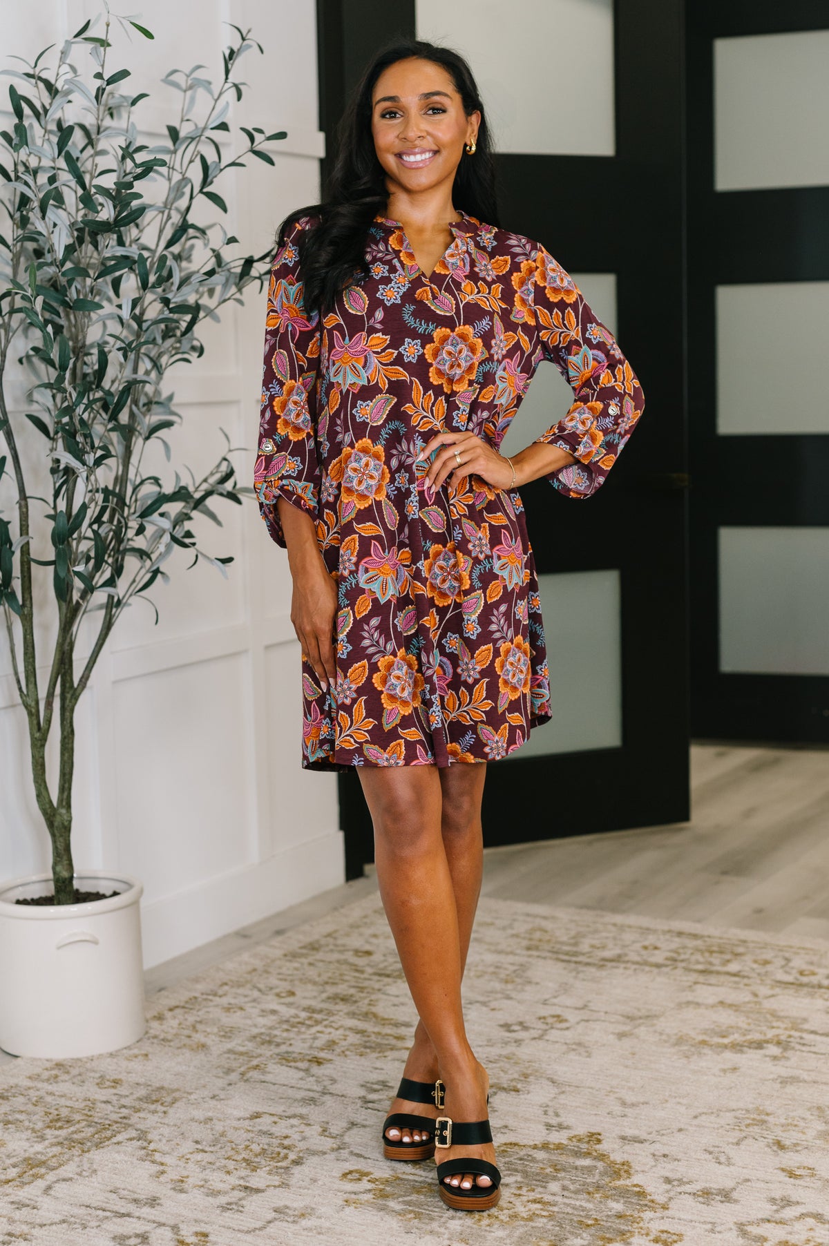 Lizzy Long Sleeve Dress in Chocolate Floral - 10/14/2025