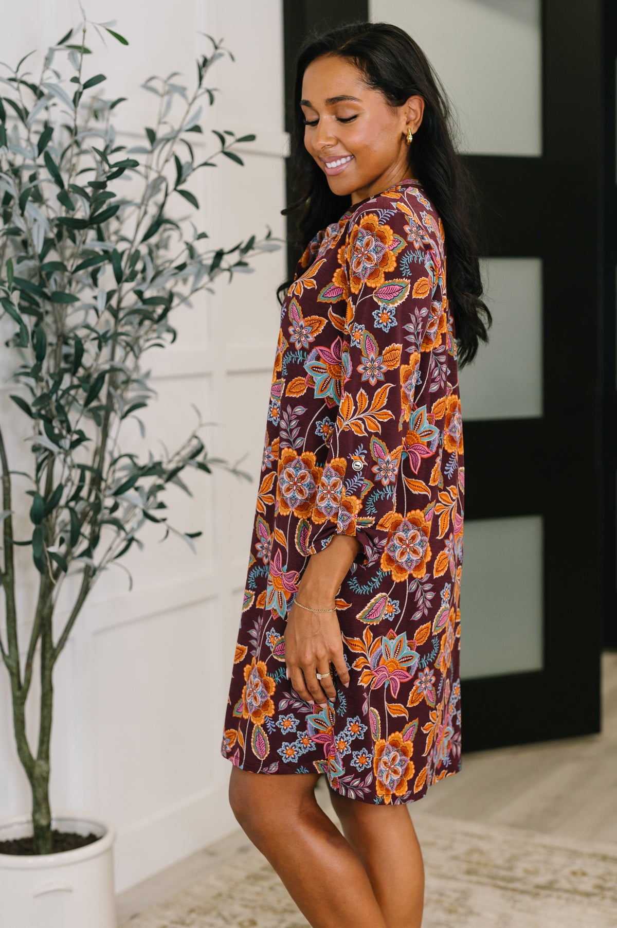 Lizzy Long Sleeve Dress in Chocolate Floral - 10/14/2025
