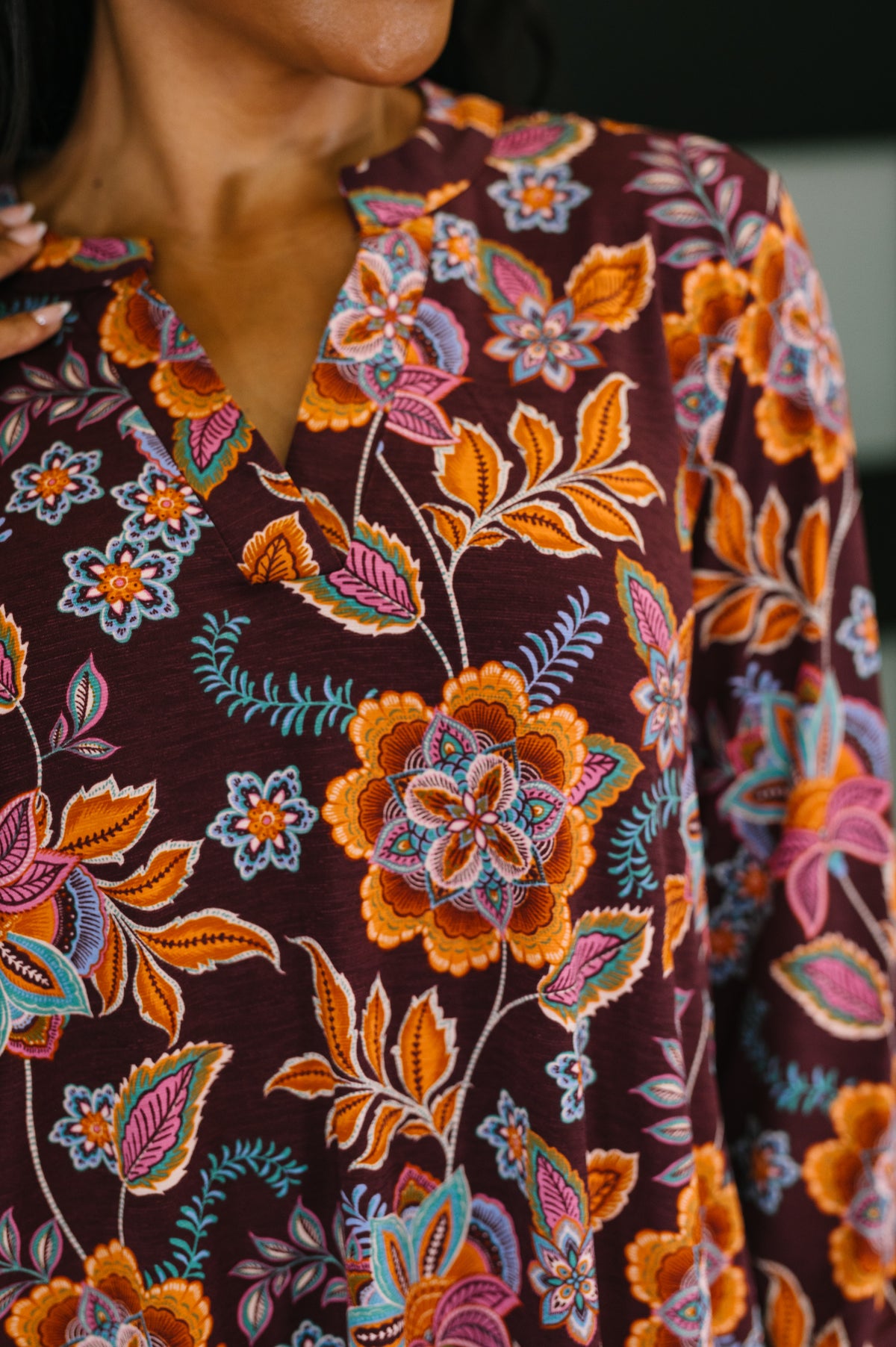 Lizzy Long Sleeve Dress in Chocolate Floral - 10/14/2025
