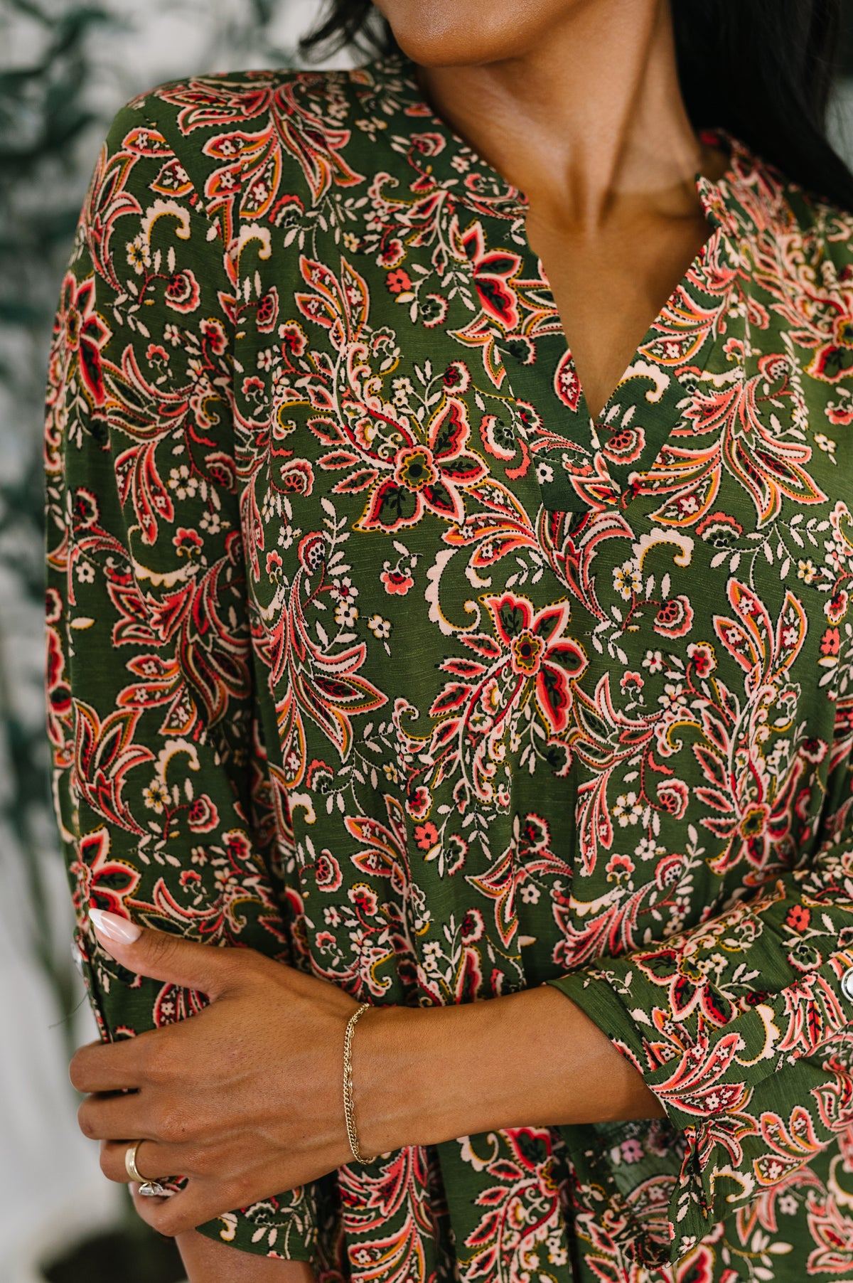 Lizzy Long Sleeve Dress in Olive Paisley - 10/14/2025