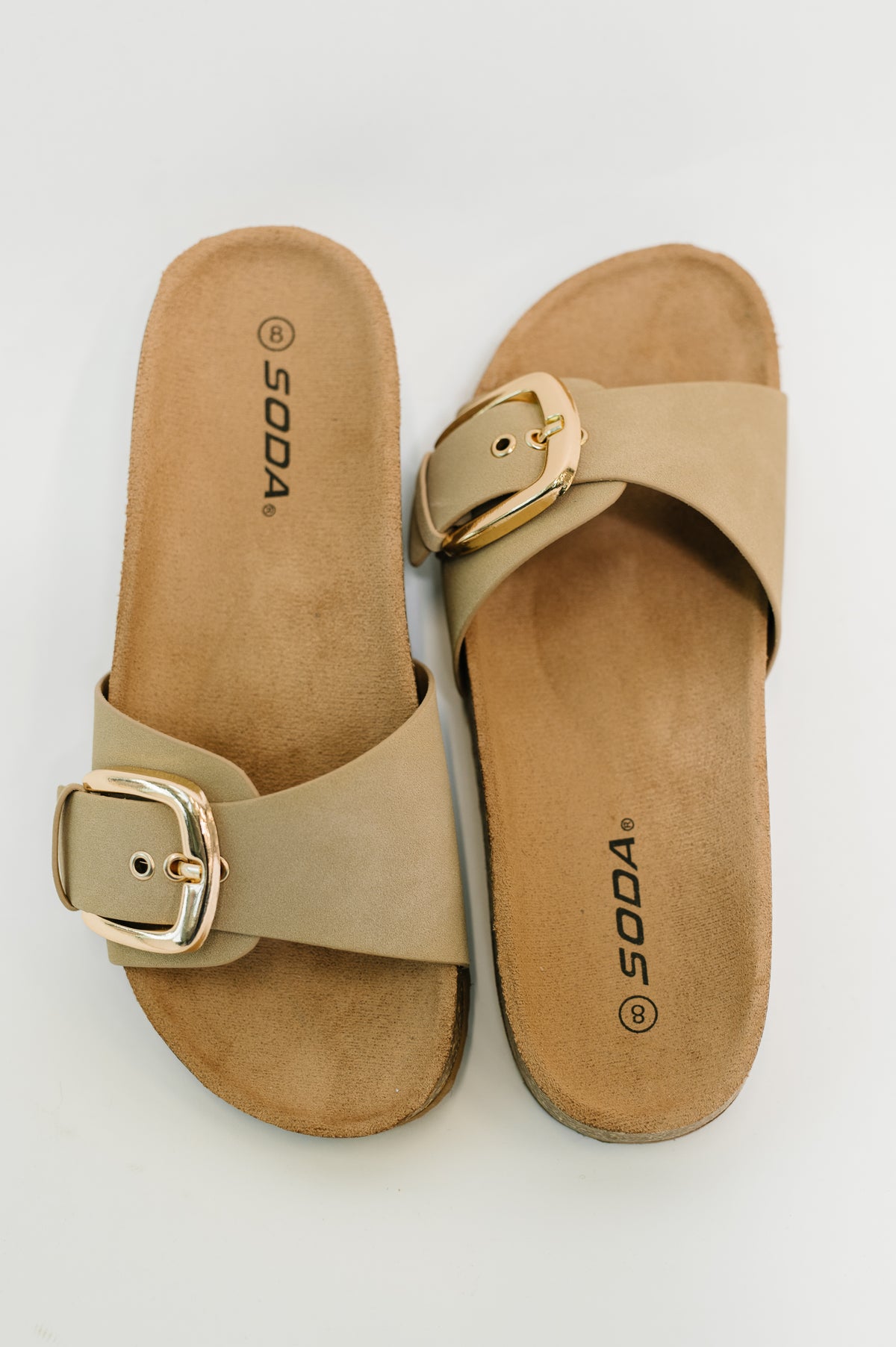 Lizzy Slip on Buckle Strap Sandal in Taupe - 4/14/2026