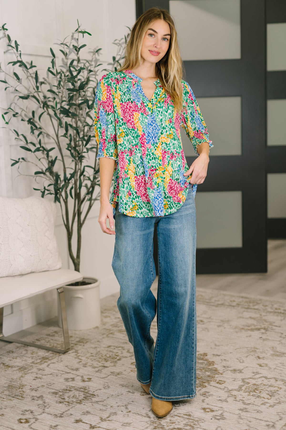 Lizzy Smock Top in Light Multi Painted - 2/20/2026