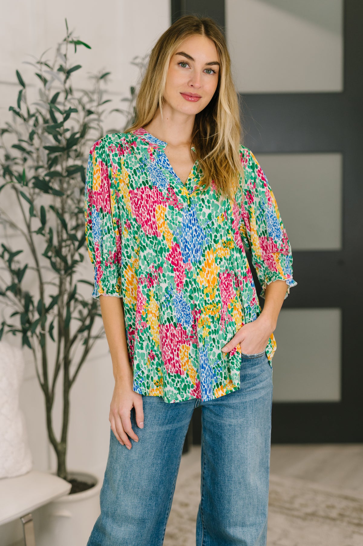 Lizzy Smock Top in Light Multi Painted - 2/20/2026