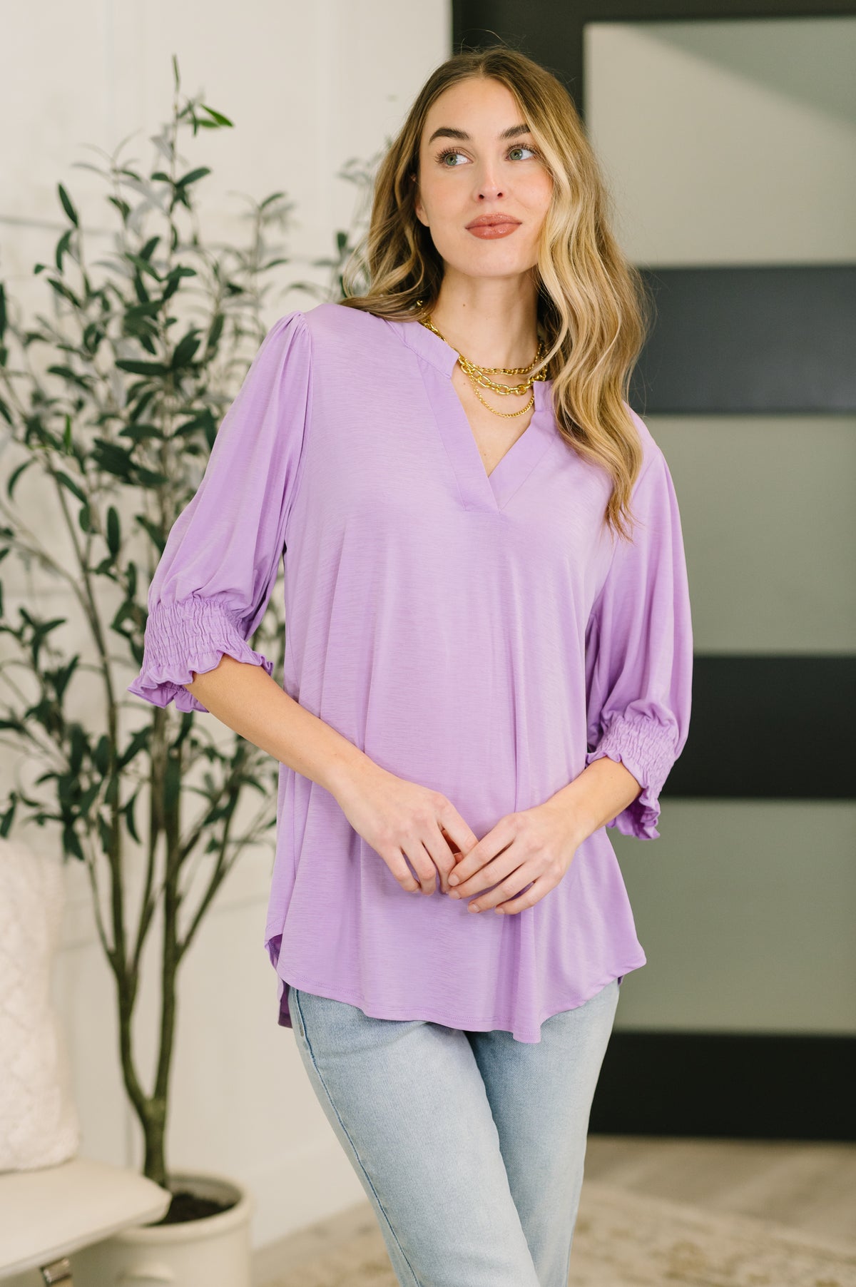 Lizzy Smock Top in Orchid Bloom - 3/6/2026