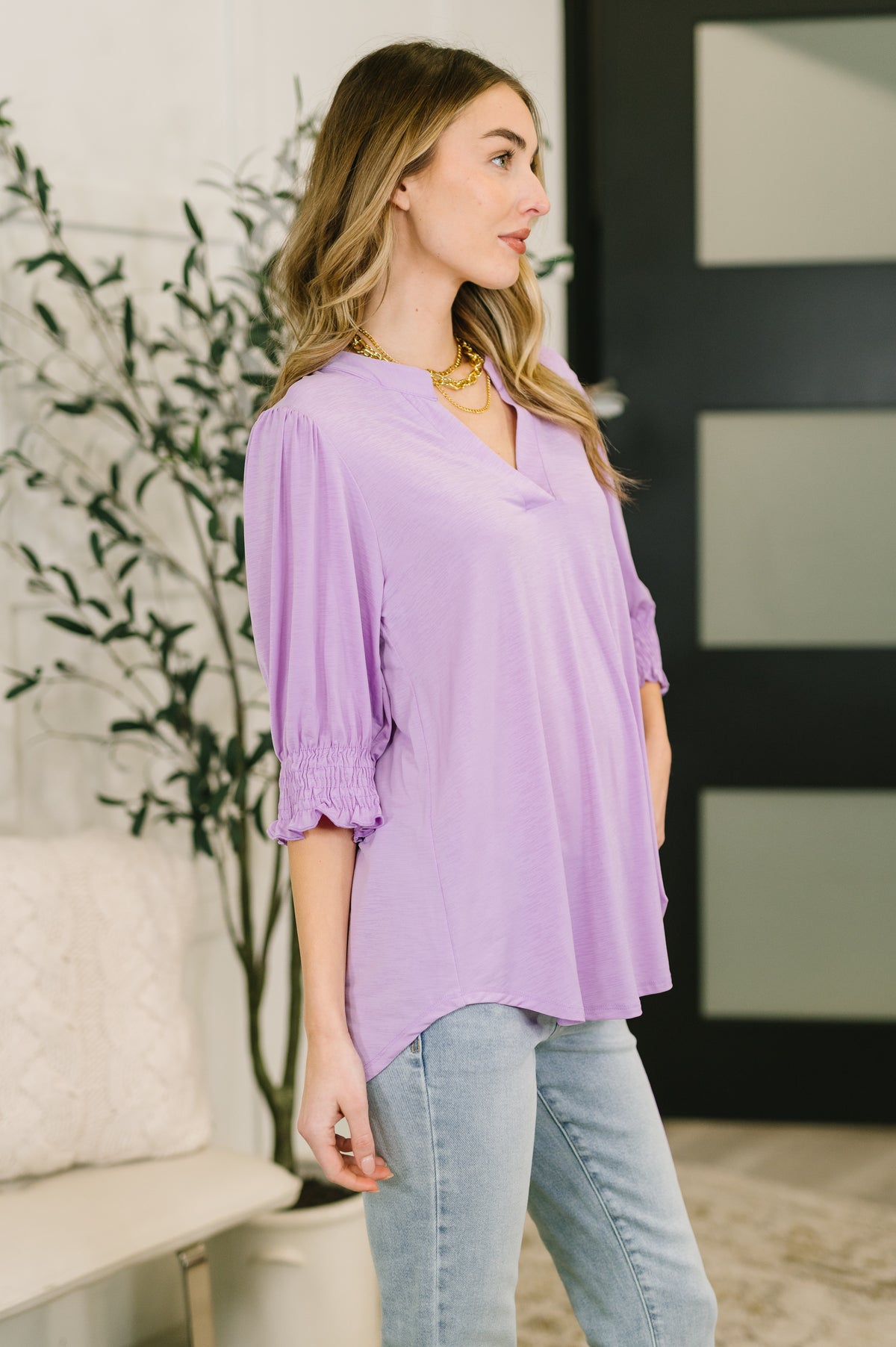 Lizzy Smock Top in Orchid Bloom - 3/6/2026