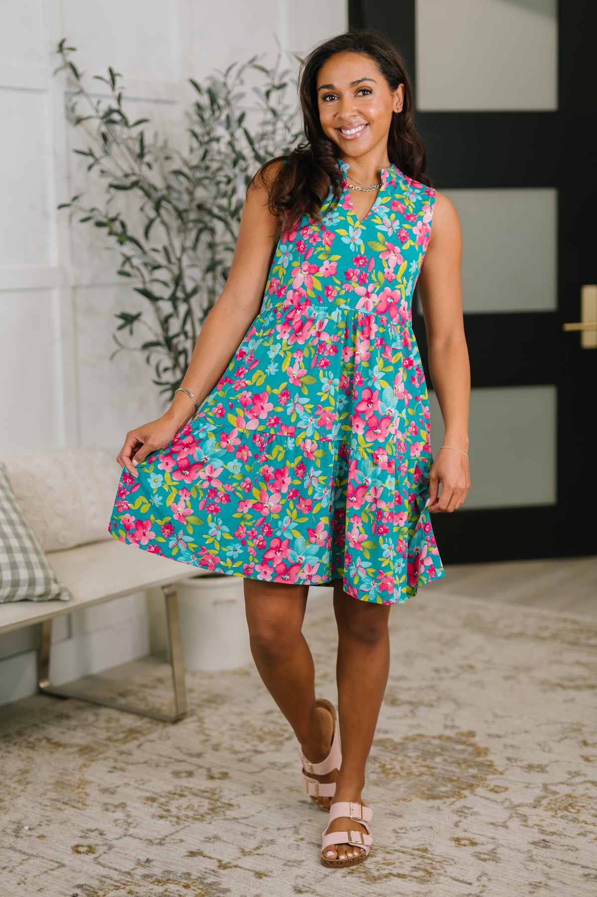 Lizzy Three Tier Tank Dress in Large Ditsy Floral - 5/8/2026 NEW