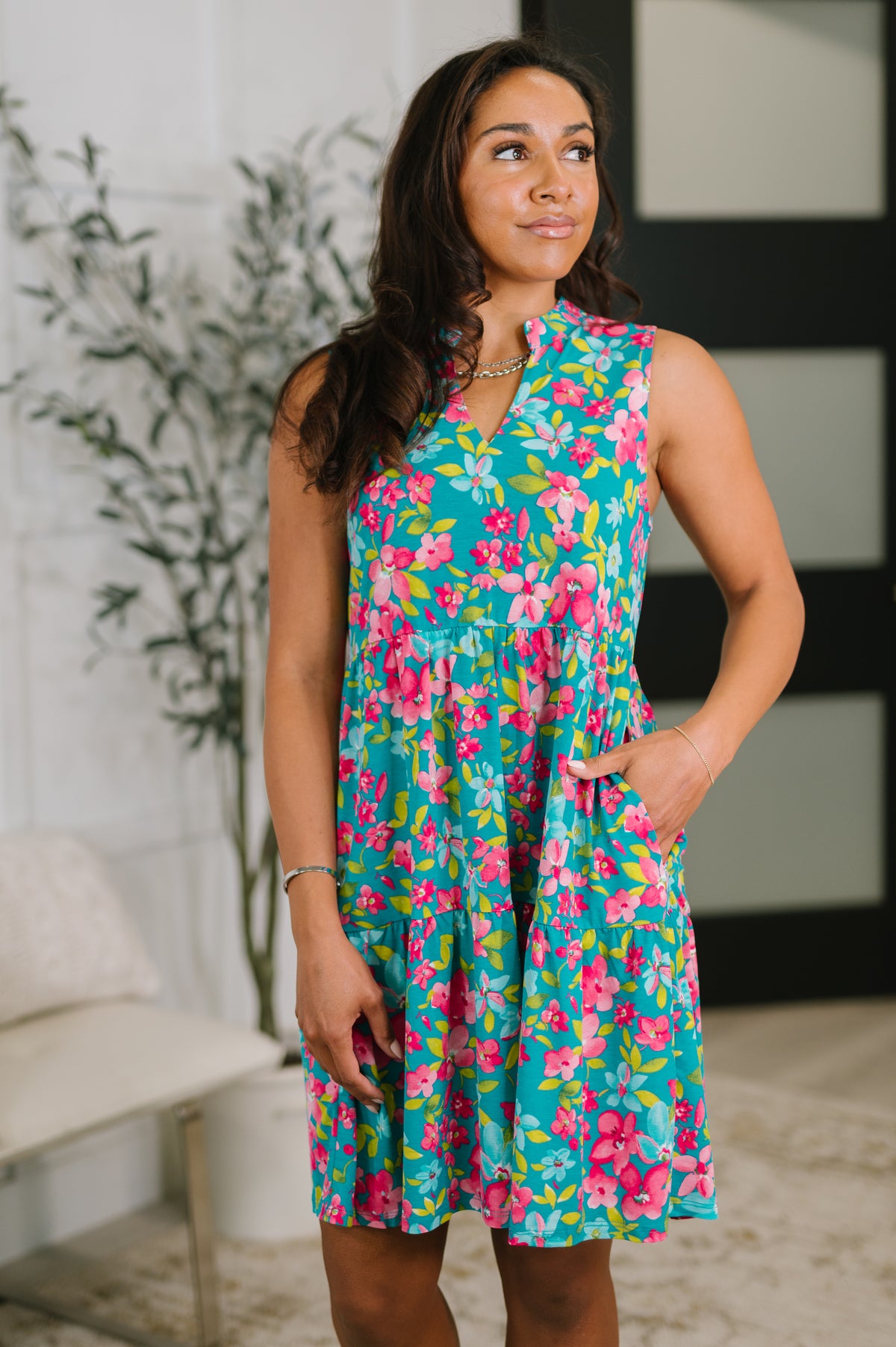 Lizzy Three Tier Tank Dress in Large Ditsy Floral - 5/8/2026 NEW
