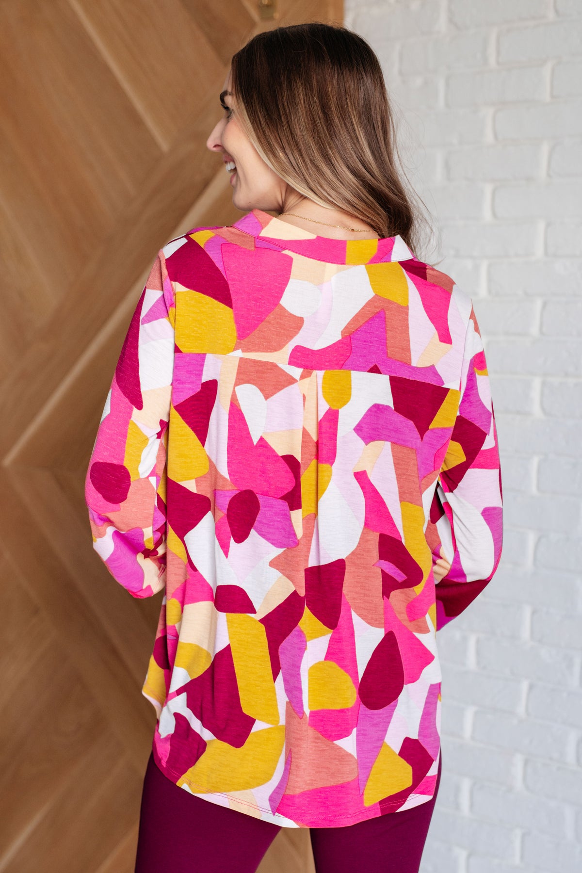 Lizzy Top in Magenta and Mustard Abstract - 10/3/2024