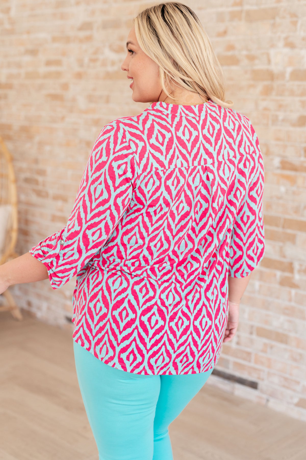Lizzy Top in Mint and Pink Ikat - 5/24/2024