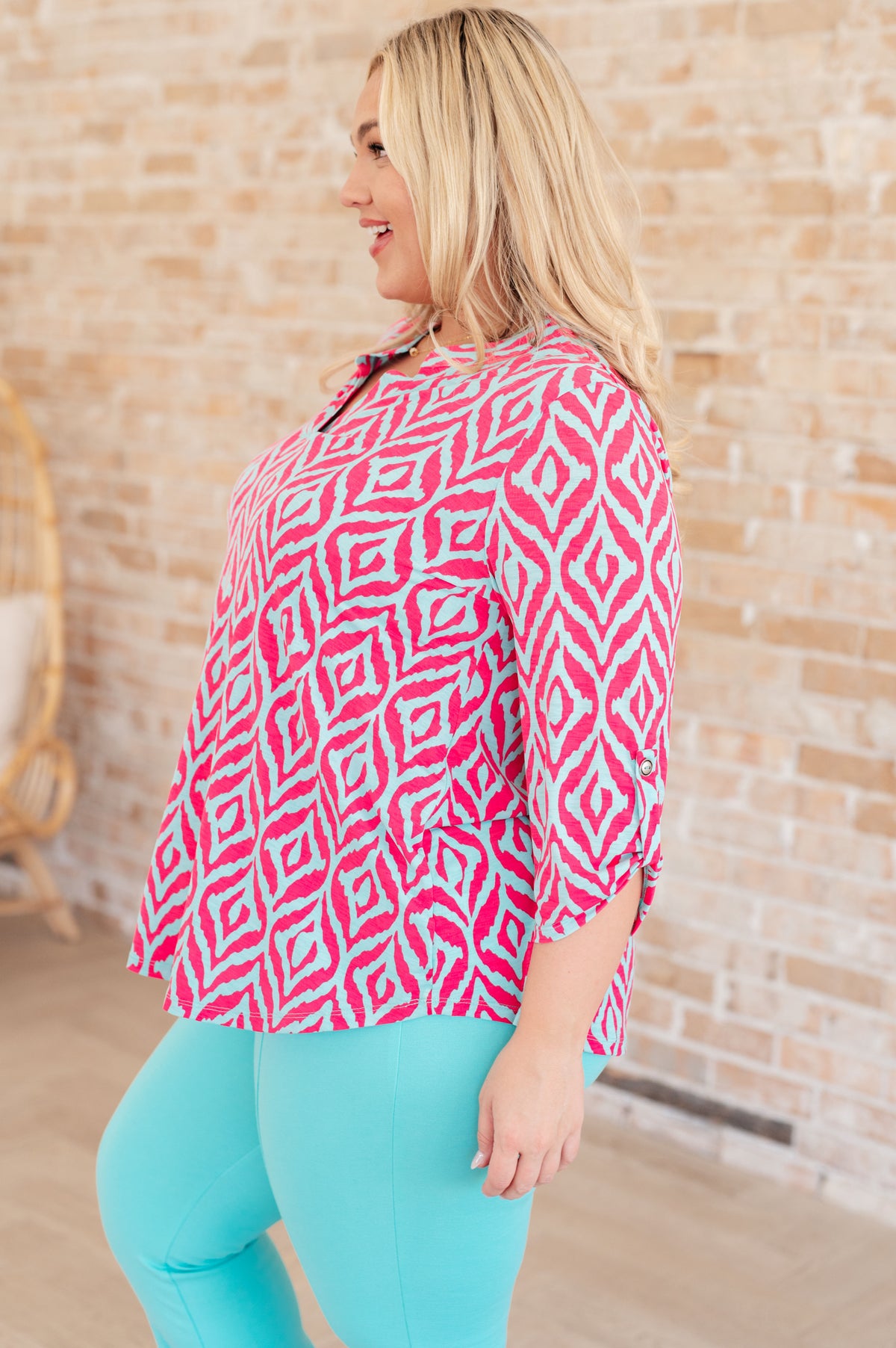 Lizzy Top in Mint and Pink Ikat - 5/24/2024
