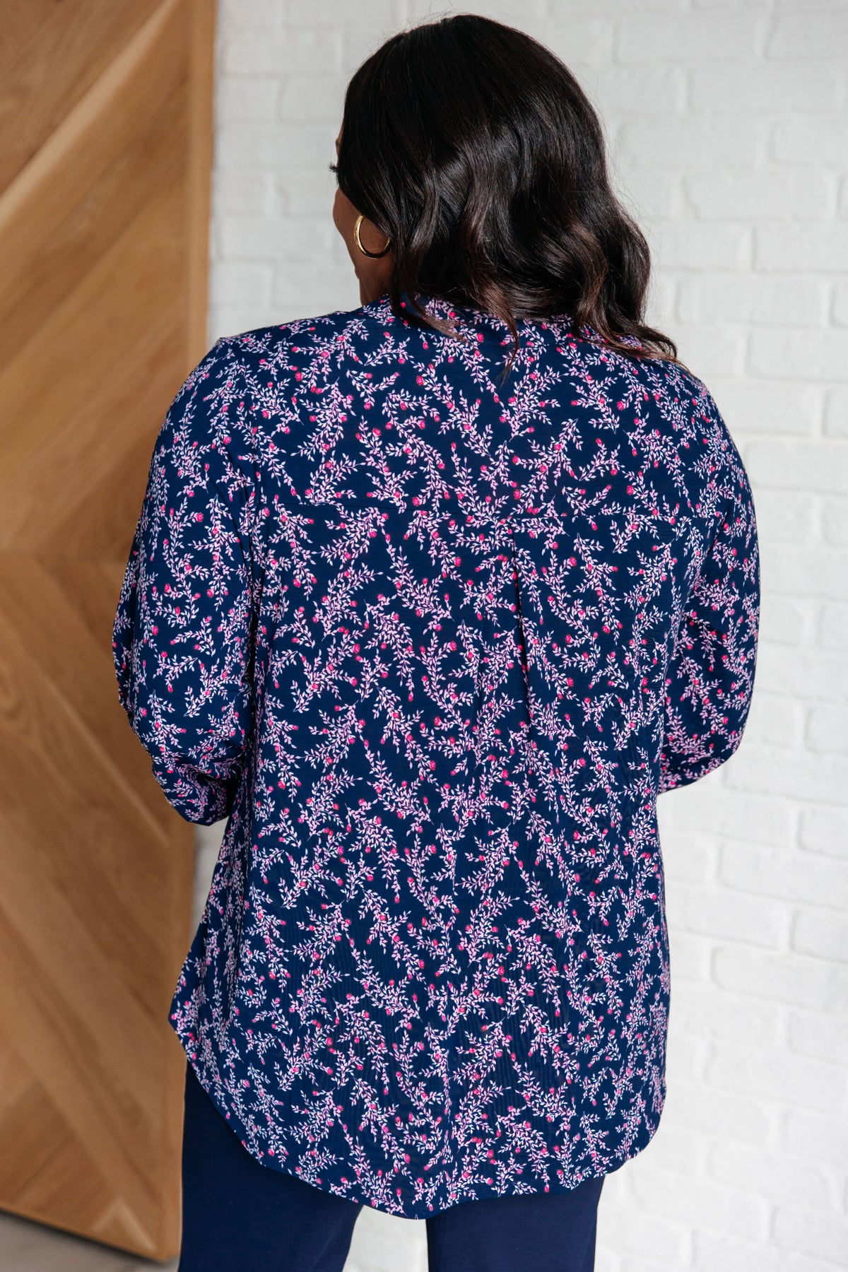 Lizzy Top in Navy and Magenta Petite Floral - 8/29/2024