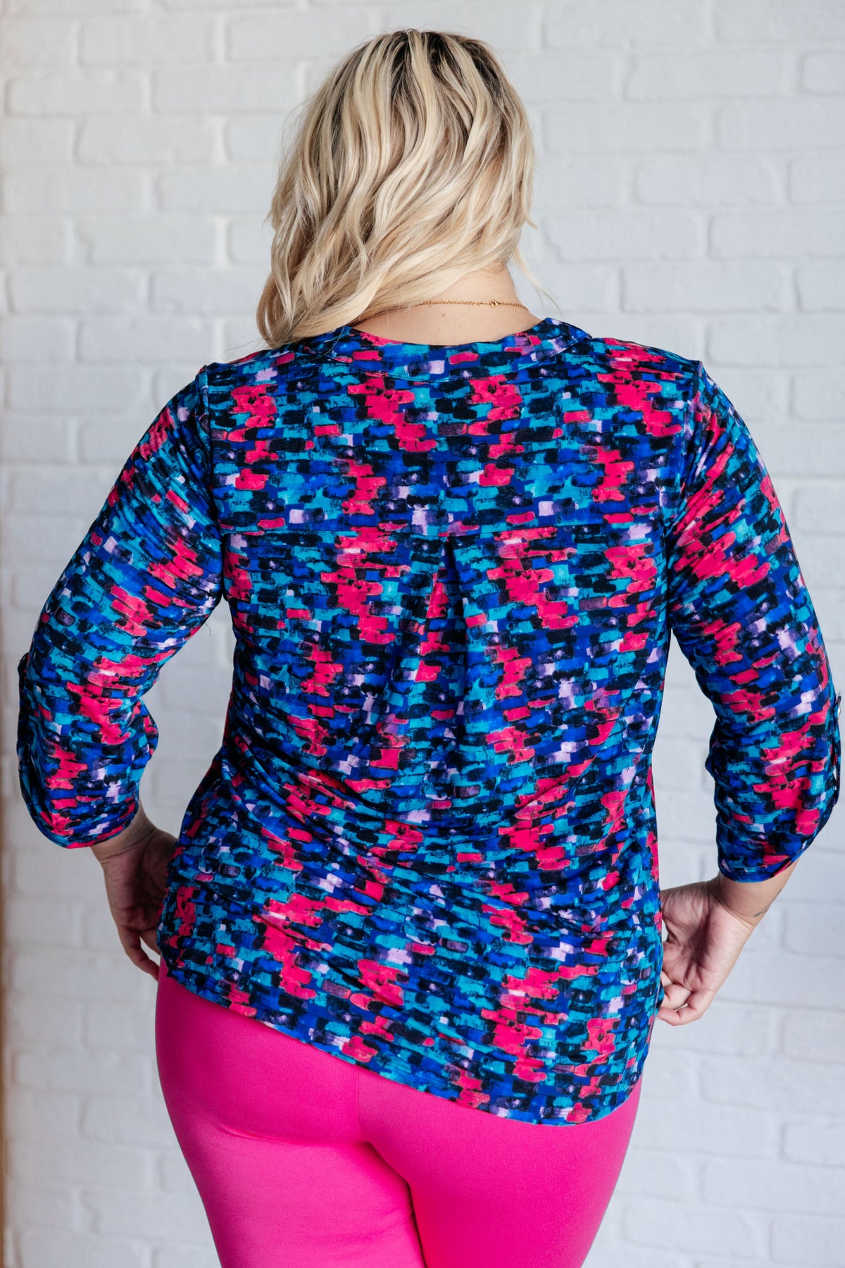 Lizzy Top in Navy and Teal Multi - 8/22/2024