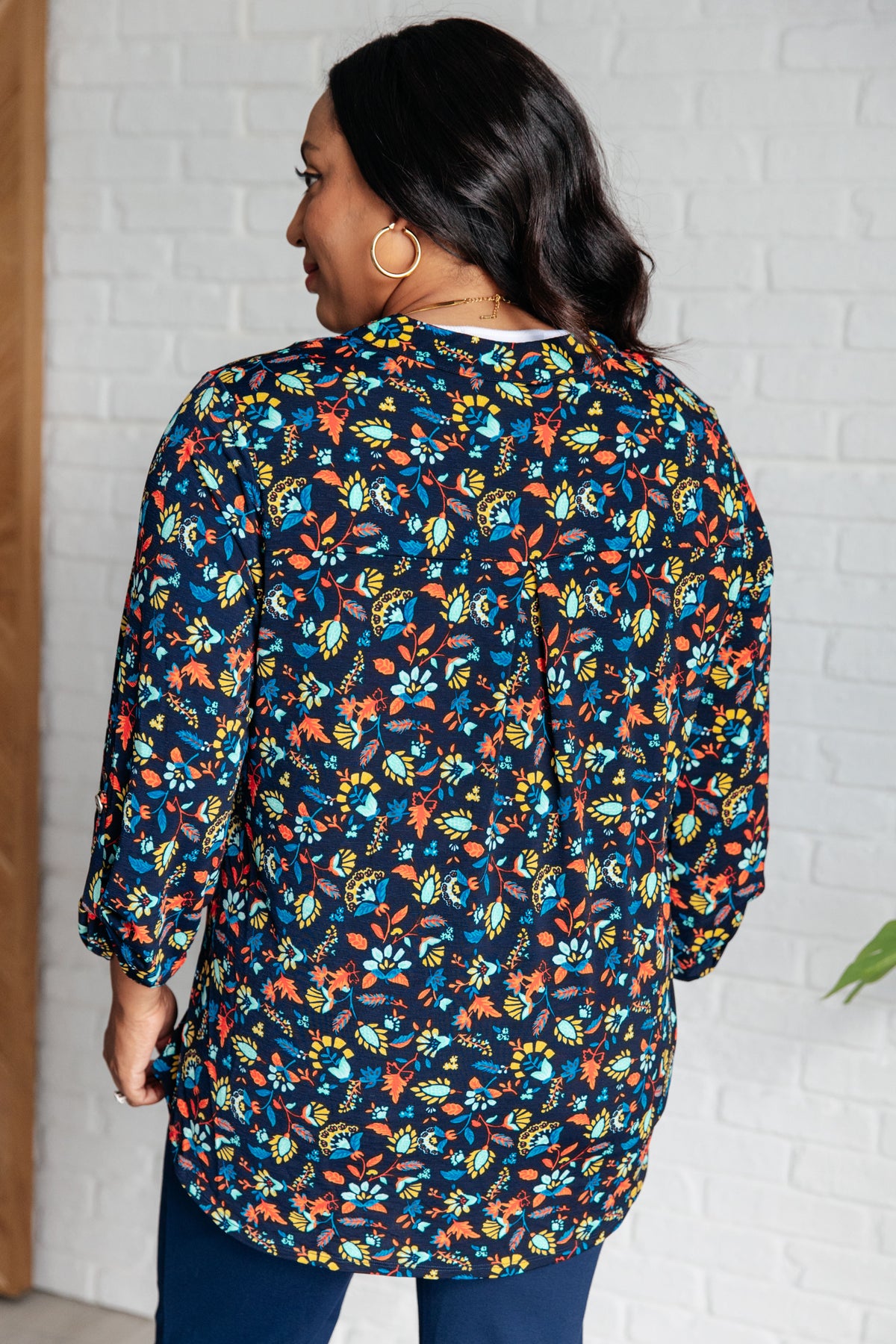 Lizzy Top in Navy and Teal Multi Floral - 8/29/2024