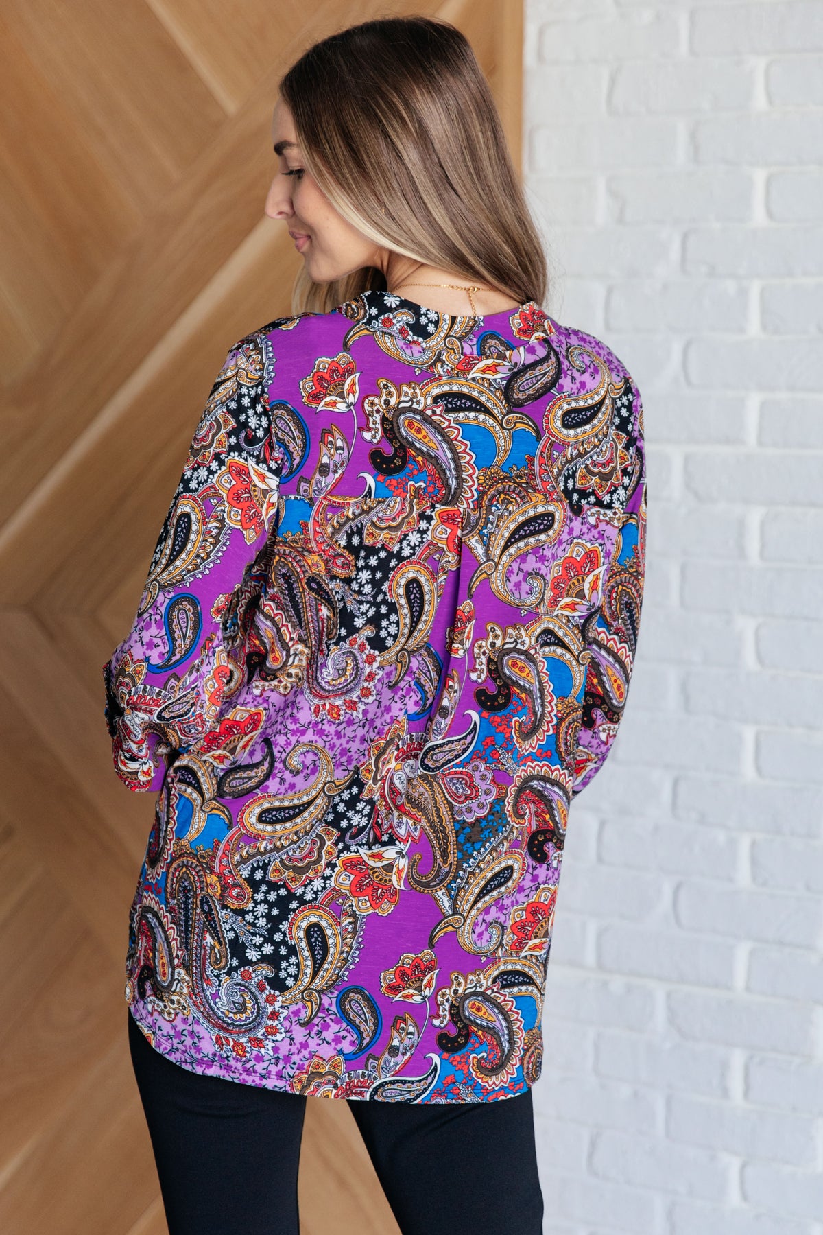 Lizzy Top in Purple and Blue Paisley - 8/22/2024