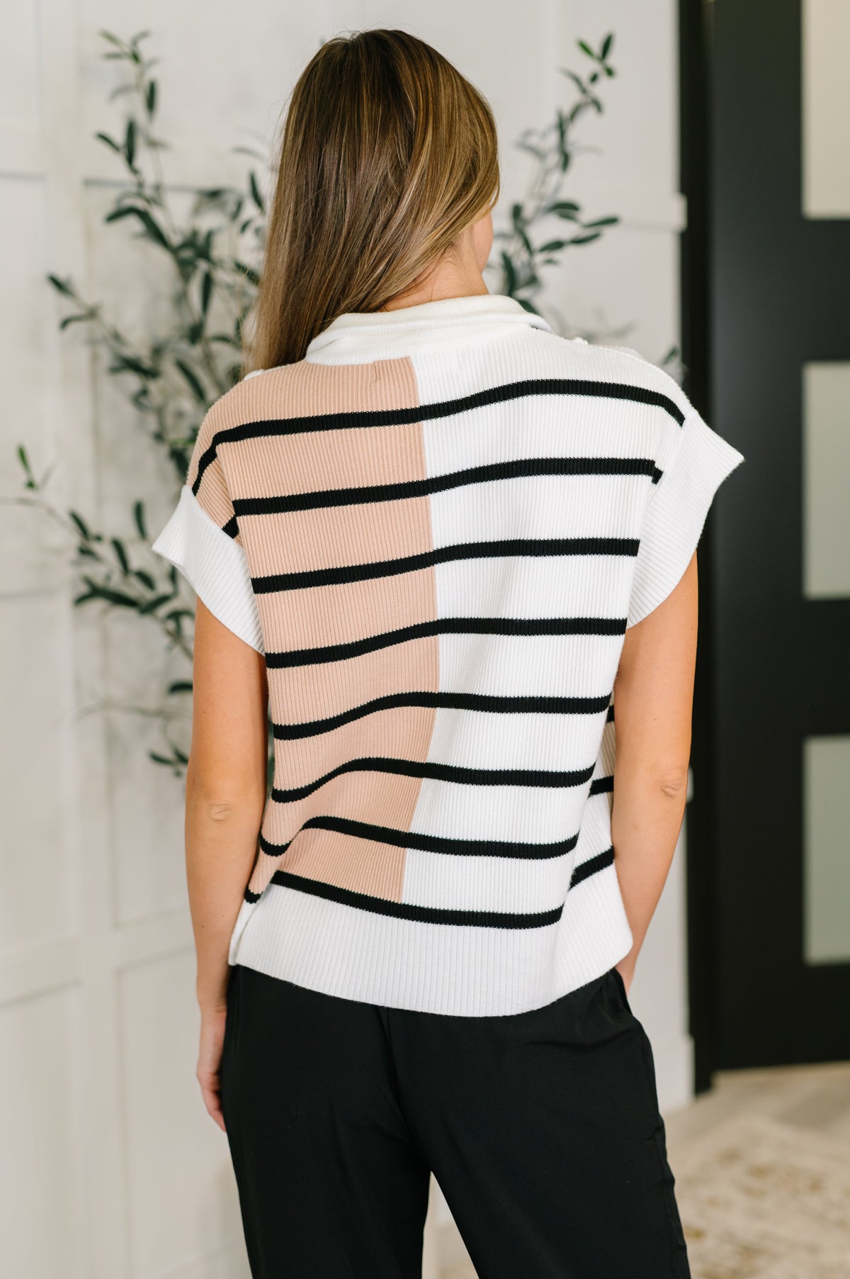 Lonely Traveler Striped Quarter Zip Vest in White - 7/28/2025