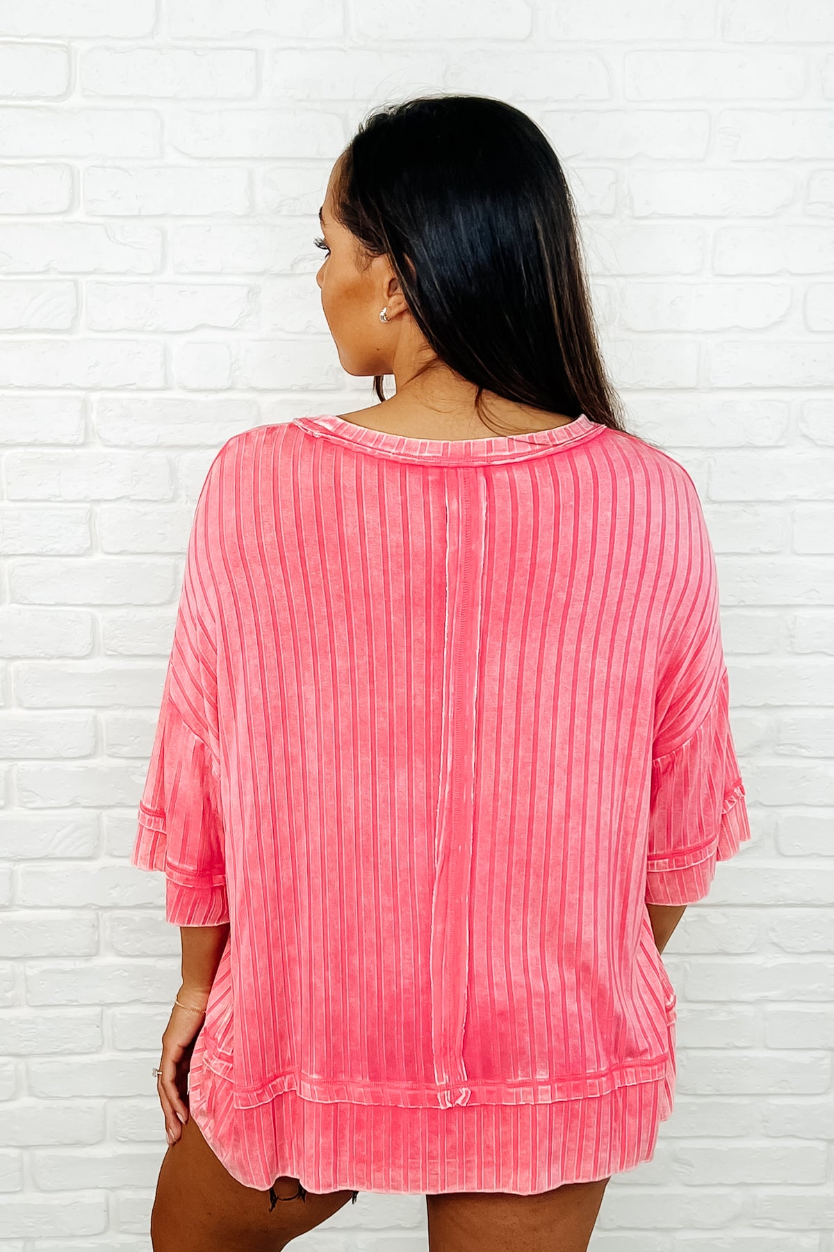 Loosely Speaking Oversized Basic Top in Fuchsia - 4/2/2025