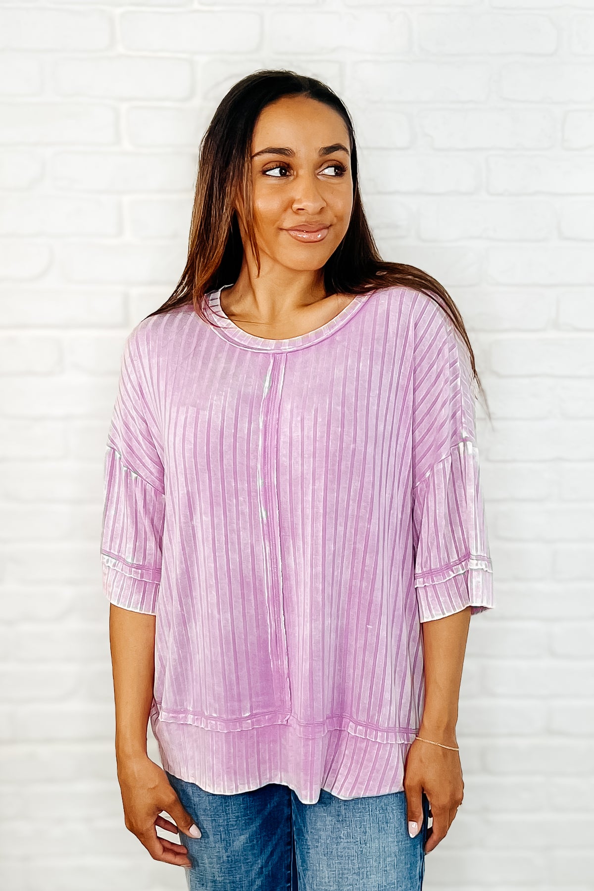 Loosely Speaking Oversized Basic Top in Mauve - 4/2/2025