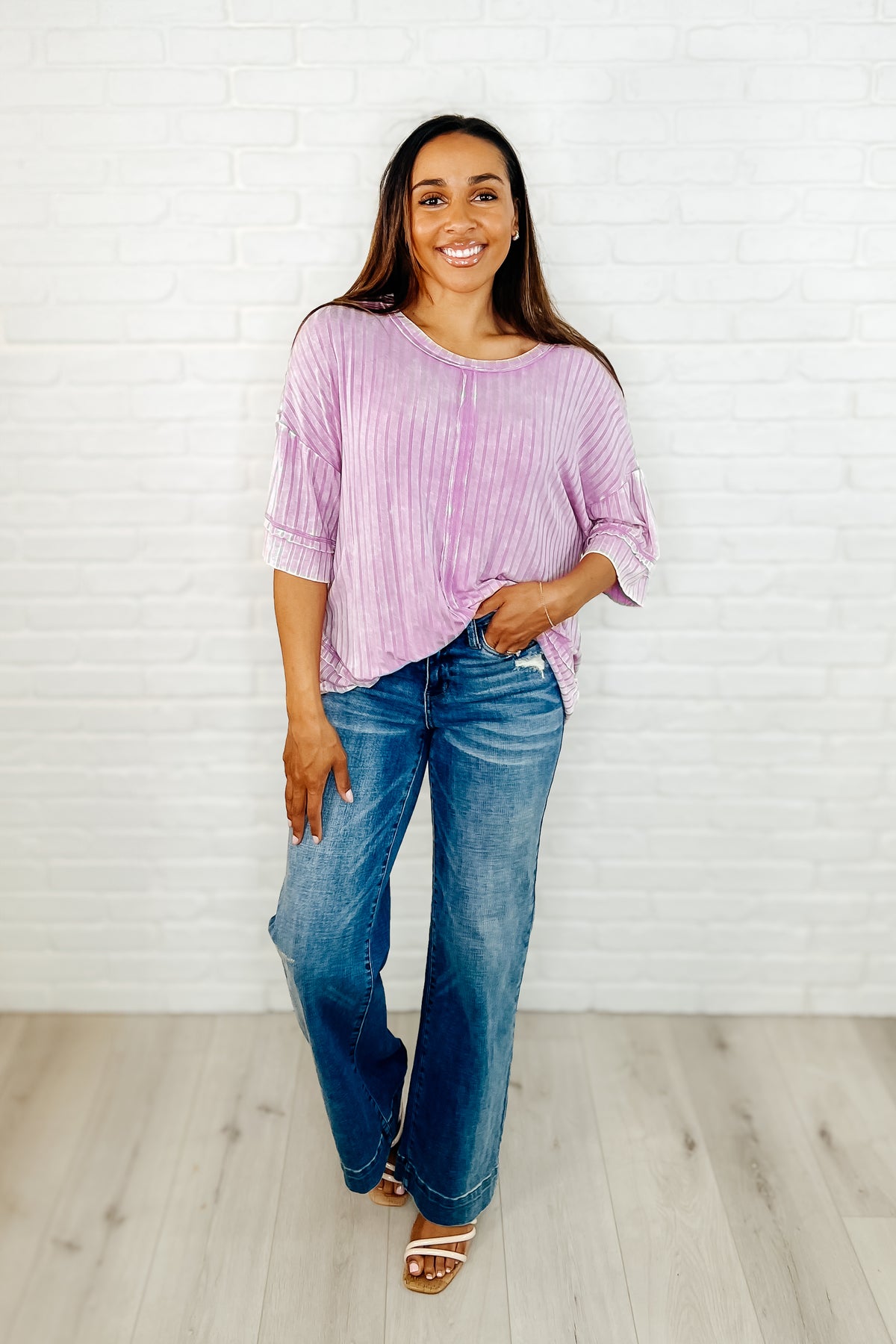 Loosely Speaking Oversized Basic Top in Mauve - 4/2/2025