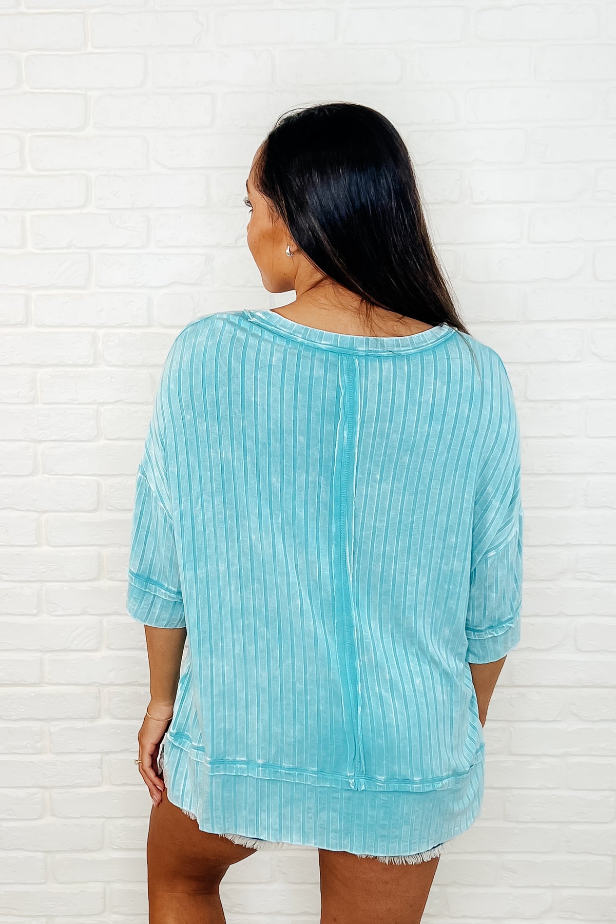 Loosely Speaking Oversized Basic Top in Turquoise - 4/2/2025