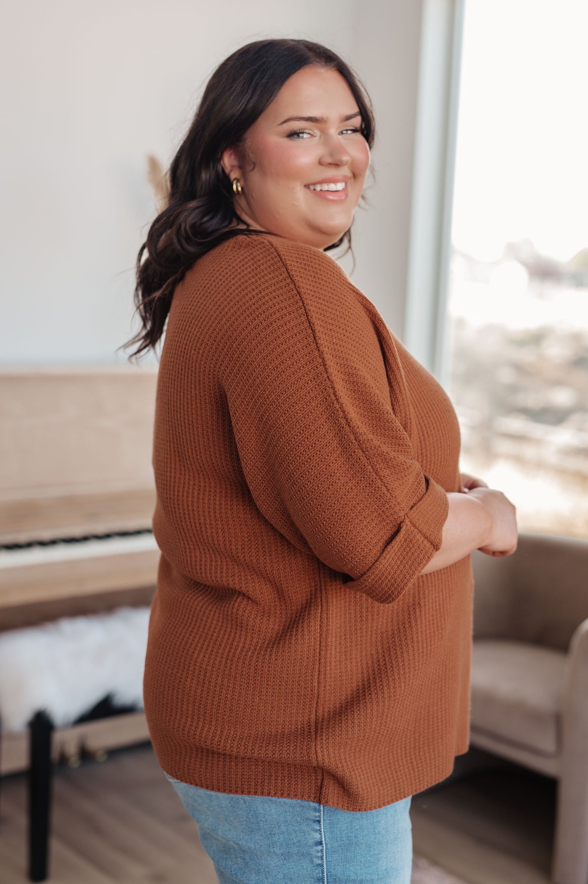 Lotta Love Knitted Sweater Top in Rust - 9/8/2025