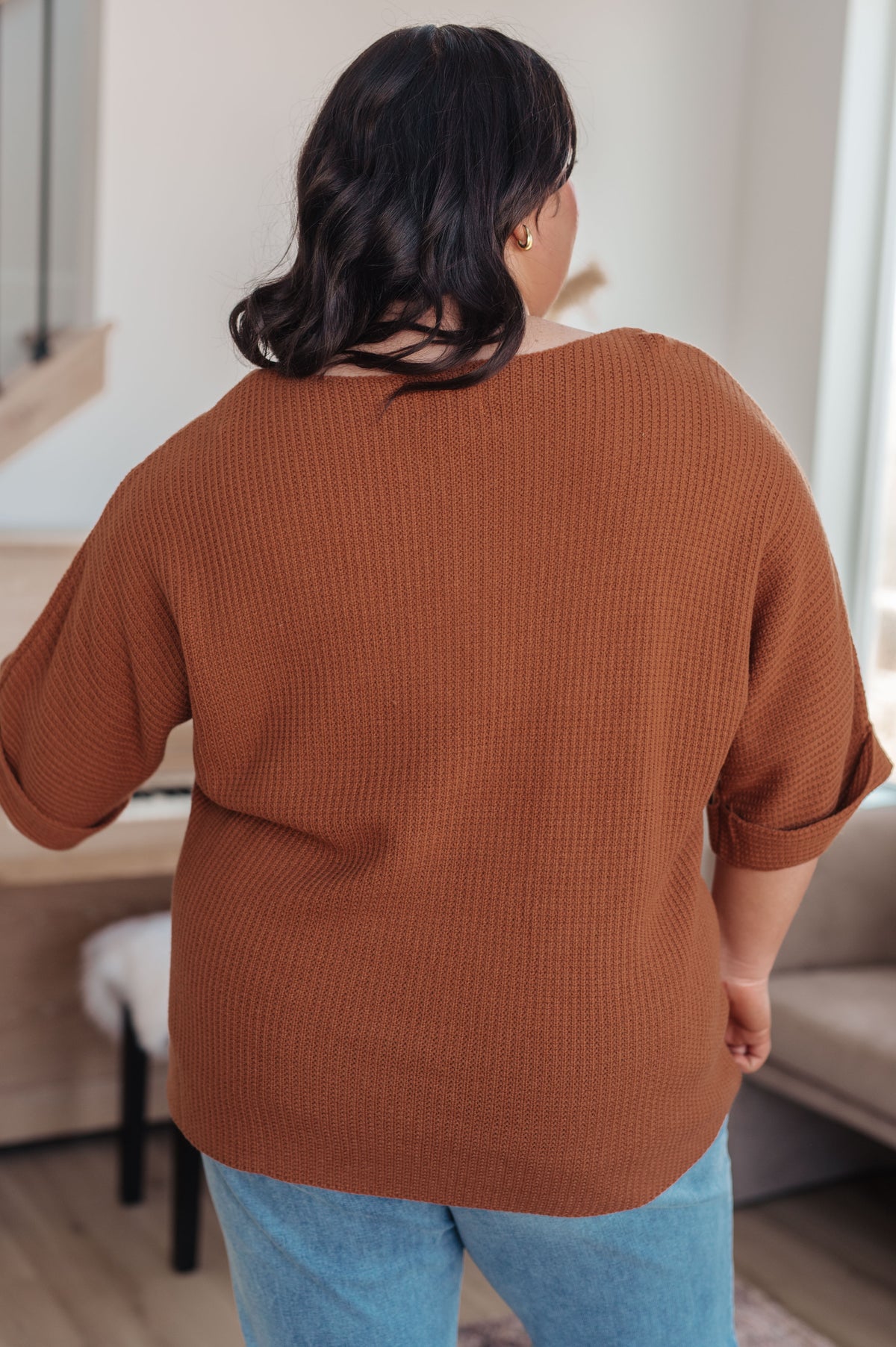 Lotta Love Knitted Sweater Top in Rust - 9/8/2025