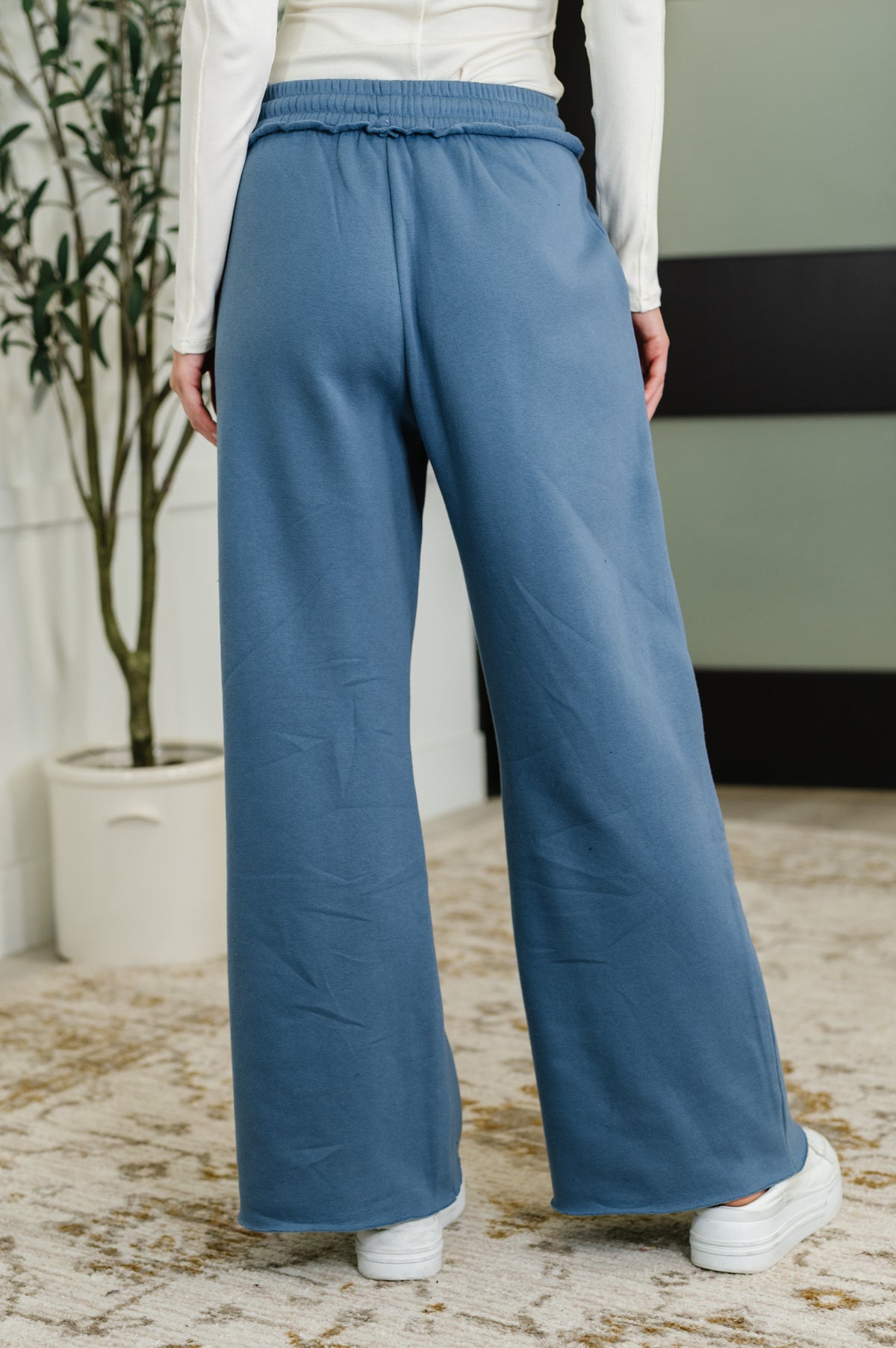 Lounge Line Wide Leg Sweats in Dusty Blue - 8/20/2025