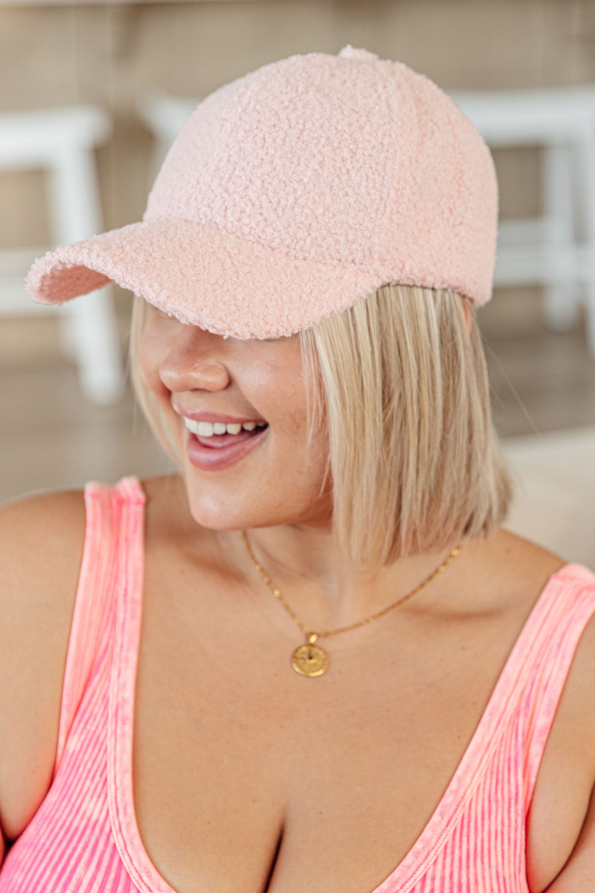 Lyla Sherpa Ball Cap in Pink - 9/16/2026