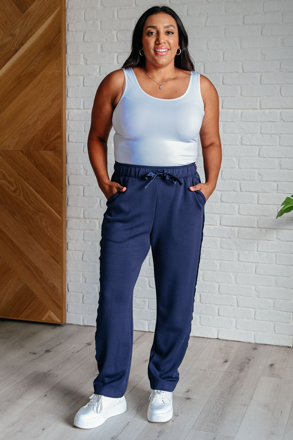 Lysa Satin Stripe Lounge Pants in Smoky Navy - 8/15/2024