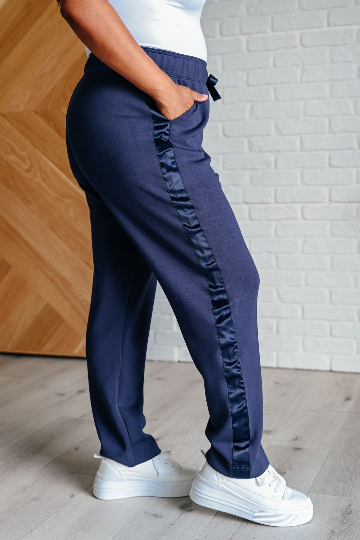 Lysa Satin Stripe Lounge Pants in Smoky Navy - 8/15/2024