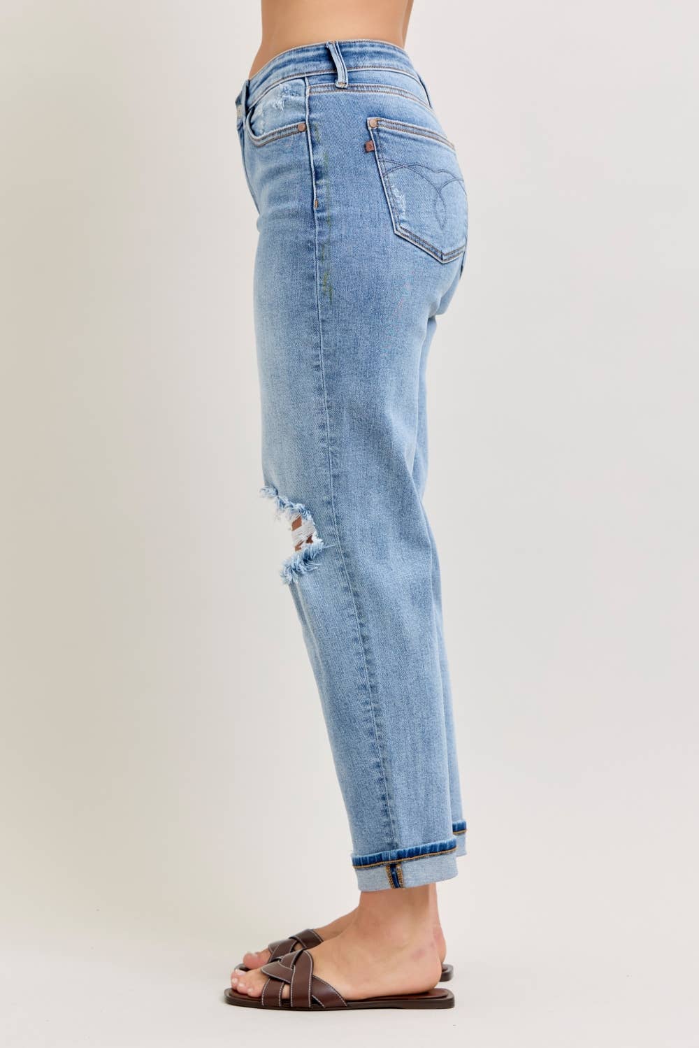 Elaine Mid Rise Boyfriend with Distress & Cuff - 2/18/2026