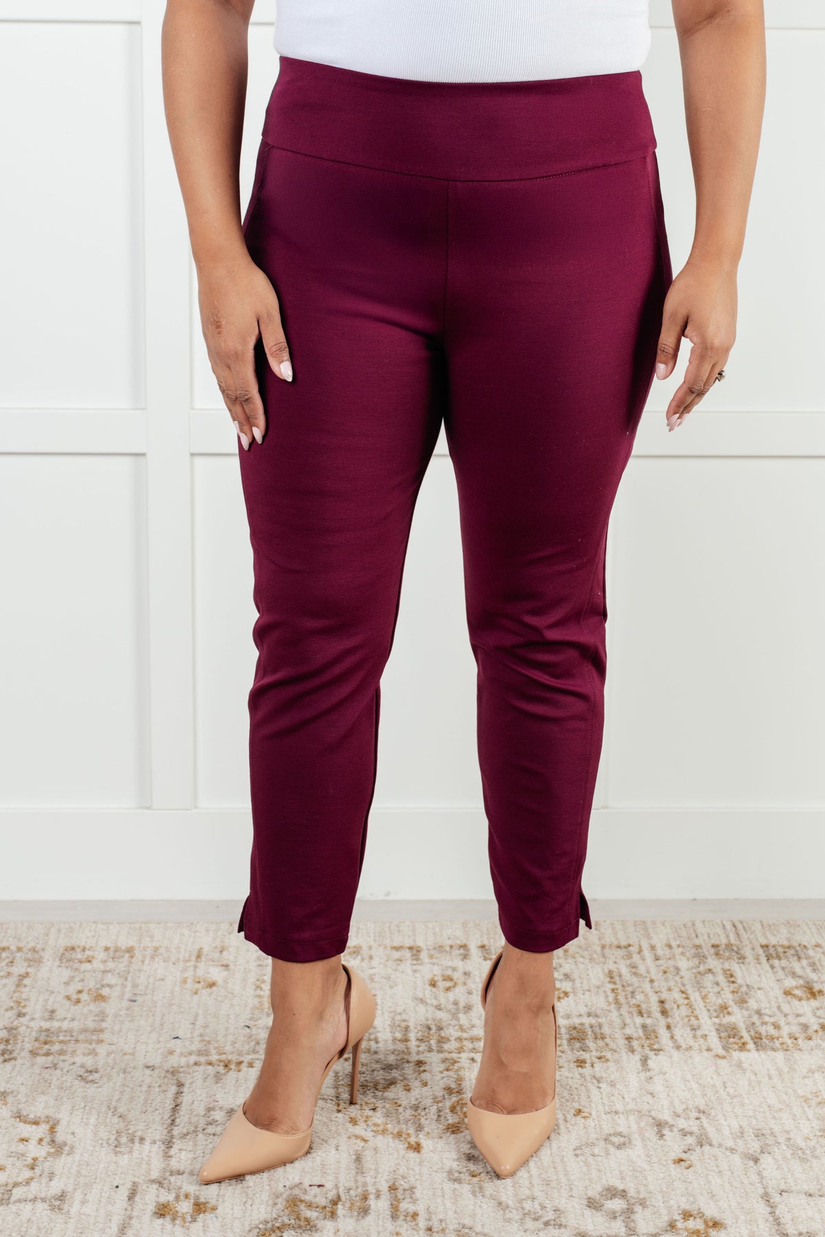 Magic Ankle Crop Skinny Pants in Wine - 1/14/2025