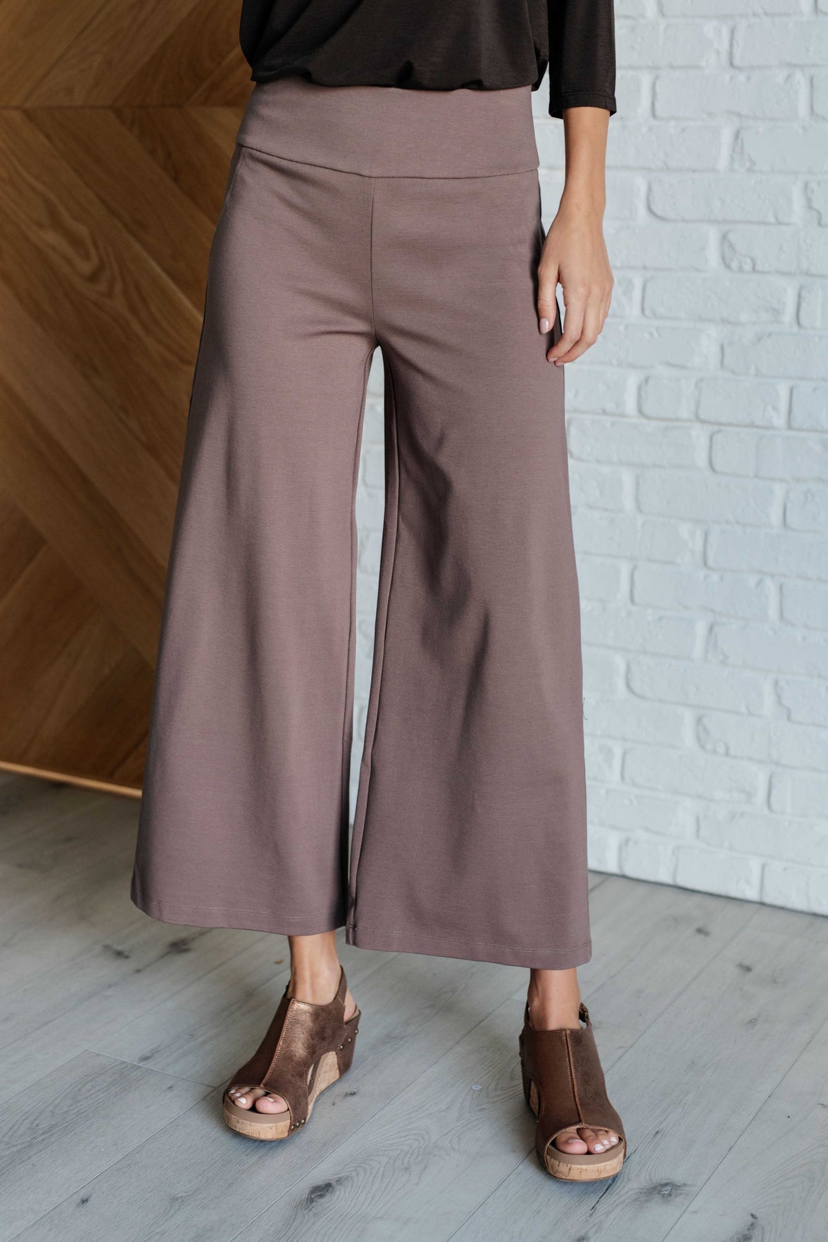 Magic Wide Leg Crop Pants in Dark Mocha - 10/3/2024