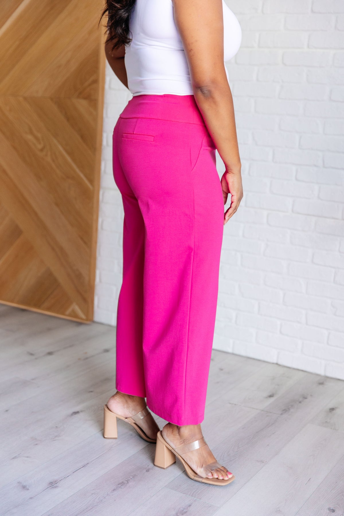 Magic Wide Leg Crop Pants in Hot Pink - 9/12/2024