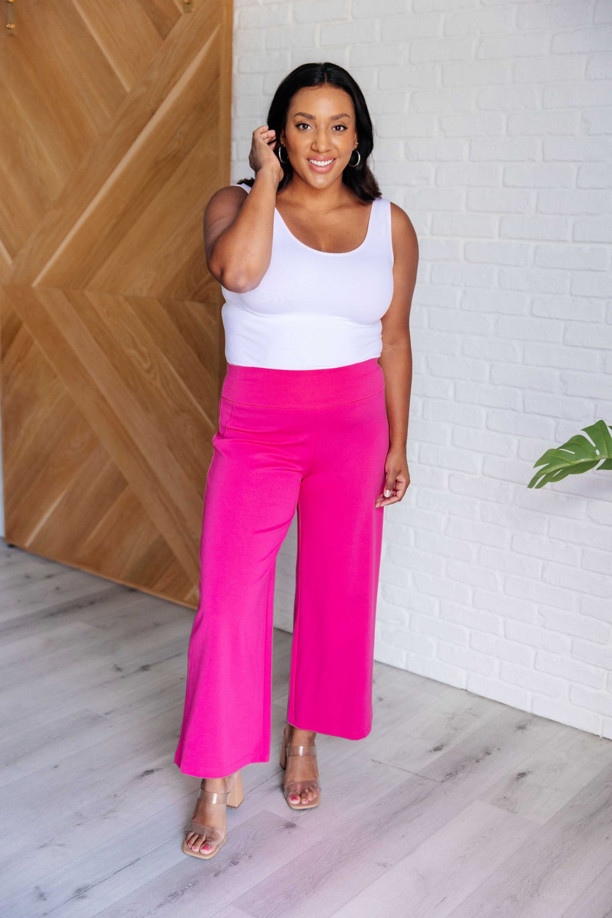 Magic Wide Leg Crop Pants in Hot Pink - 9/12/2024