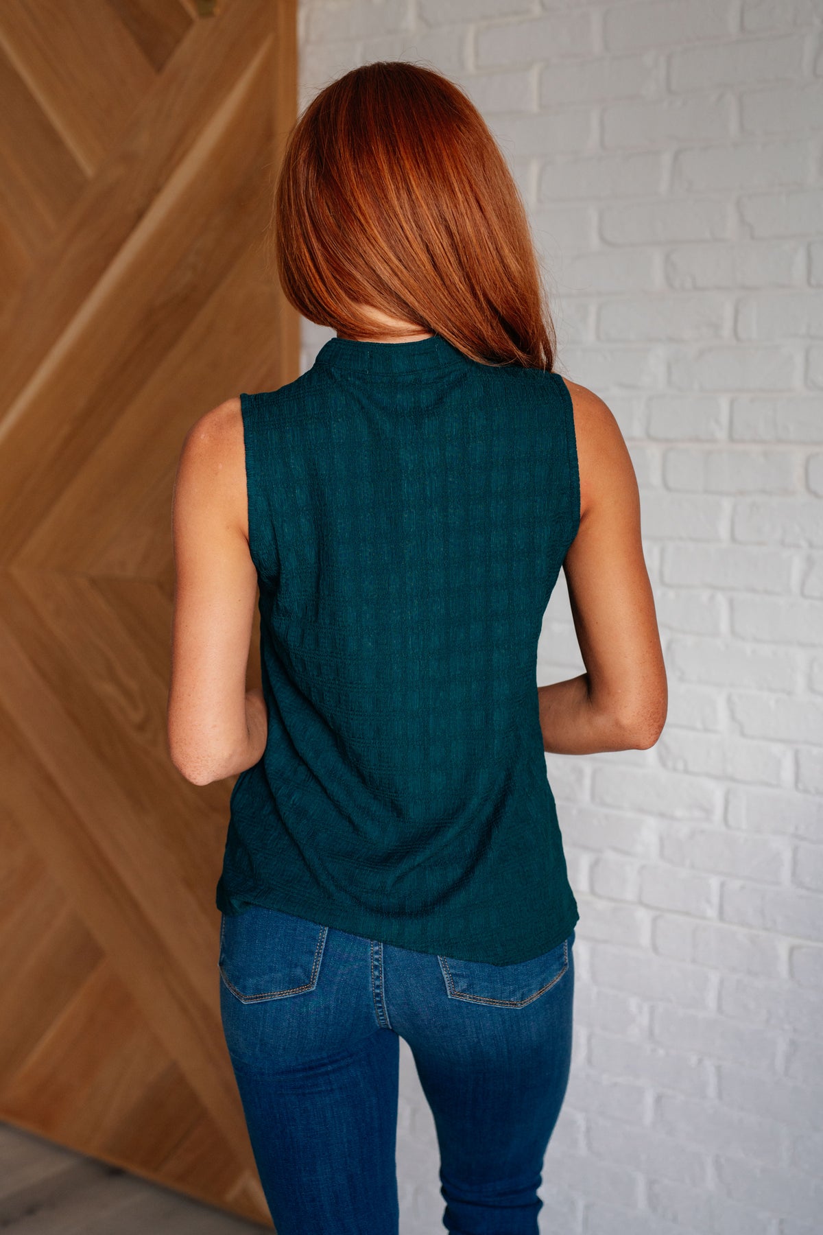 Matter of Fact Pleat Front Sleeveless Blouse in Sea Green - 9/10/2024