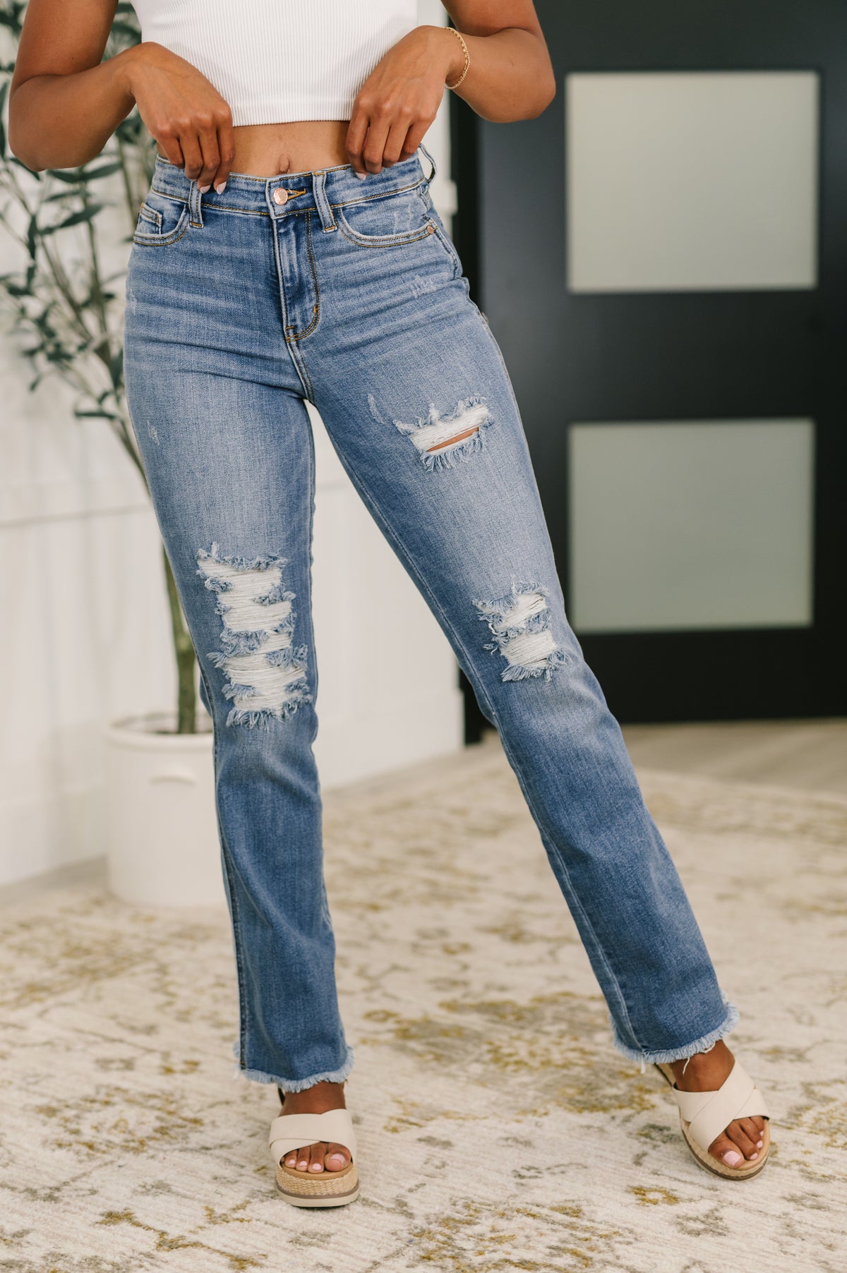 Maureen High Rise Distressed Bootcut Jeans - 6/18/2025 NEW