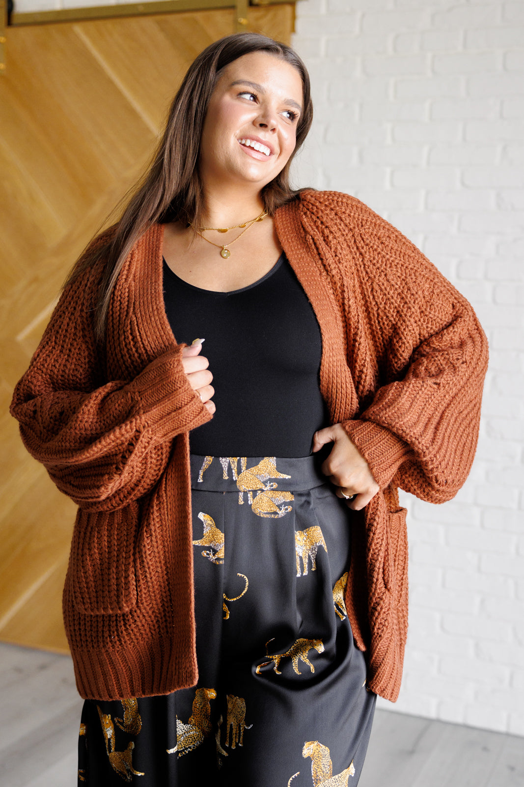 Maybe Monday Cardigan in Chestnut - 10/30/2025