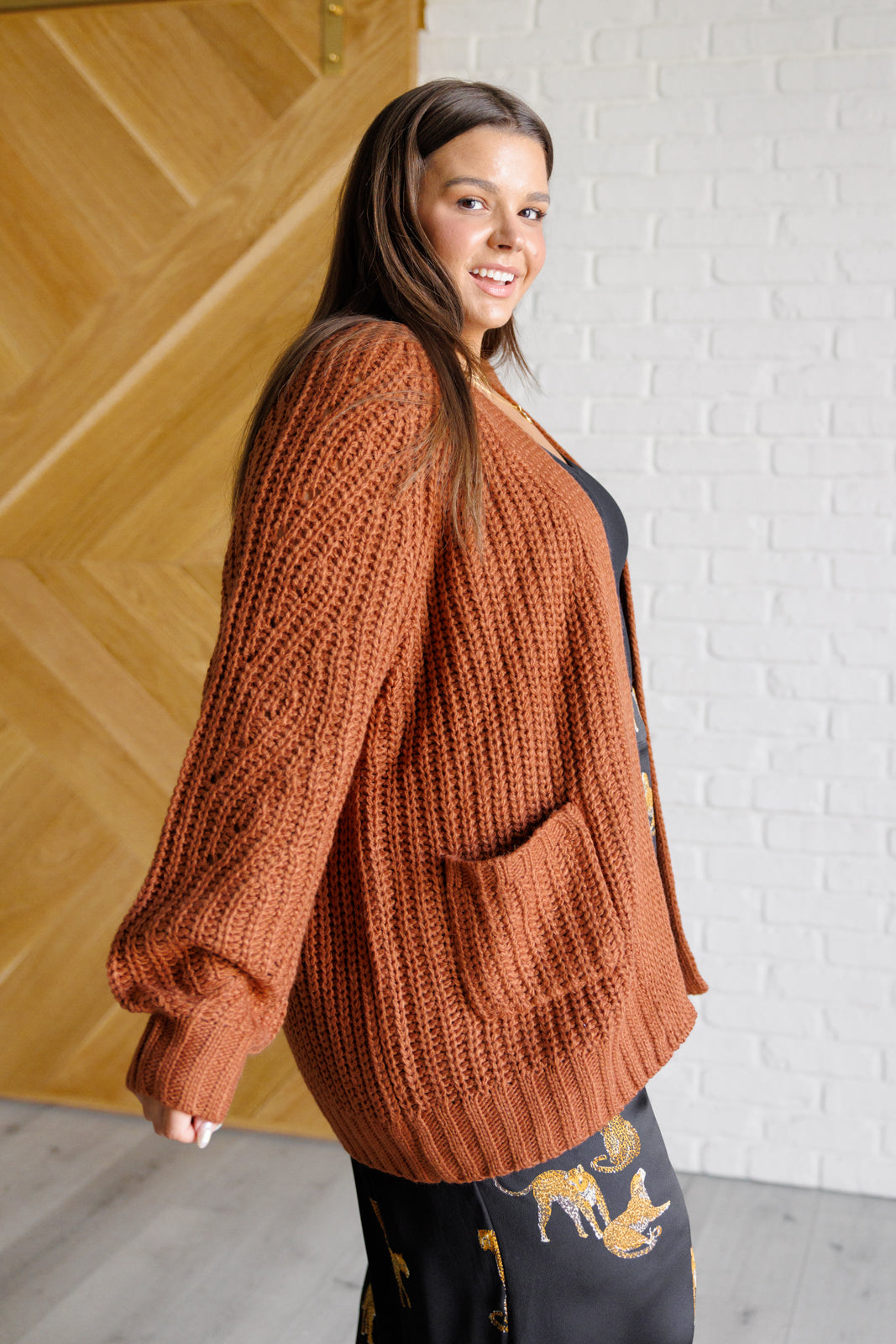 Maybe Monday Cardigan in Chestnut - 10/30/2025